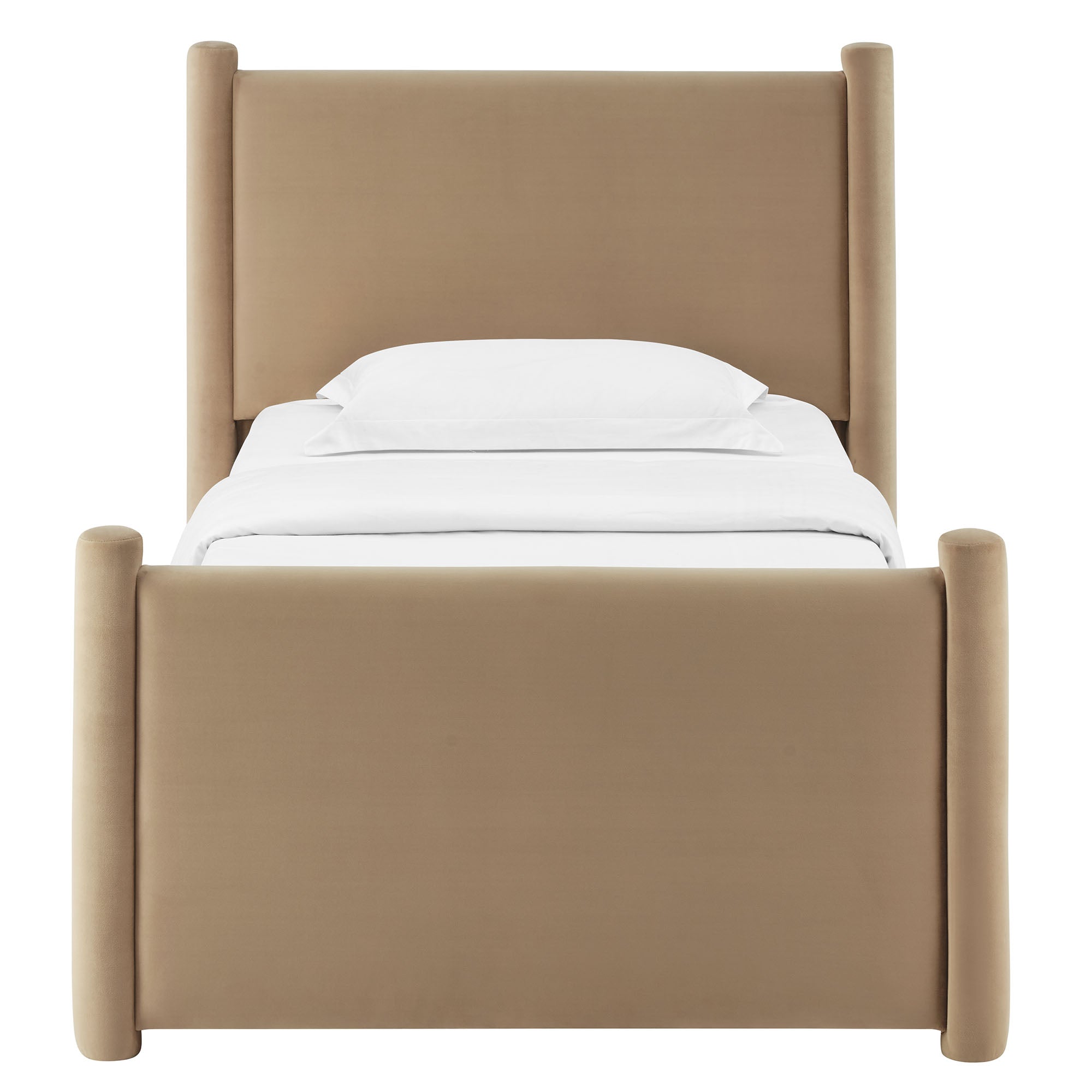 Rael Performance Velvet Twin Platform Bed, Taupe