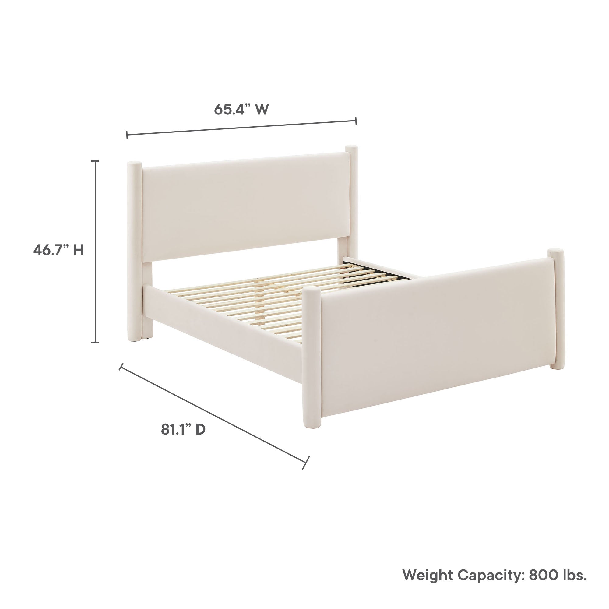 Rael Performance Velvet Full Platform Bed, Alabaster