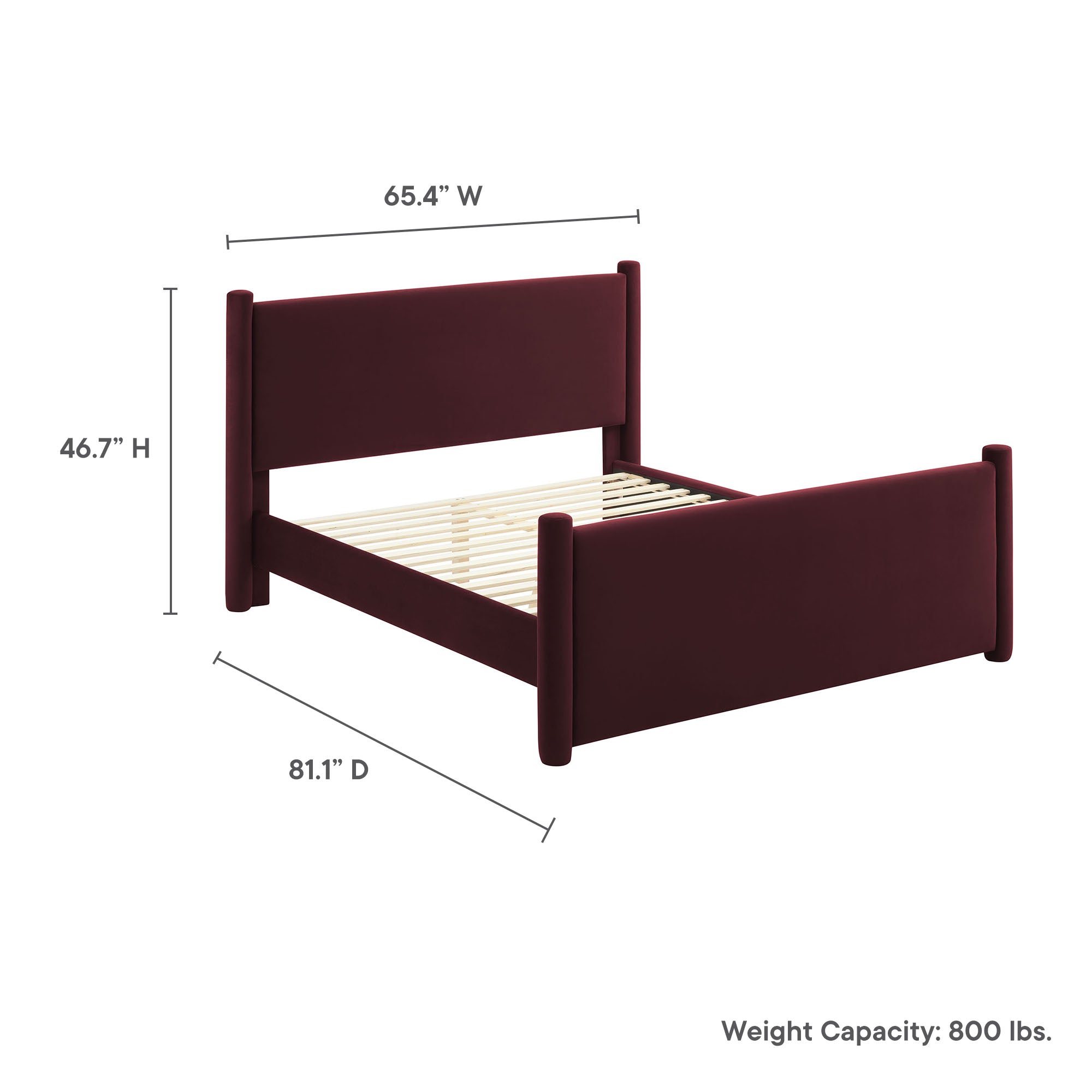 Rael Performance Velvet Full Platform Bed, Mulberry