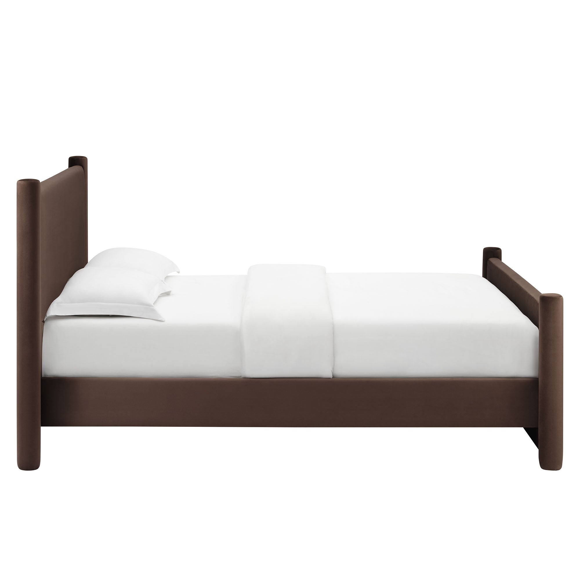 Rael Performance Velvet Queen Platform Bed, Chocolate Brown