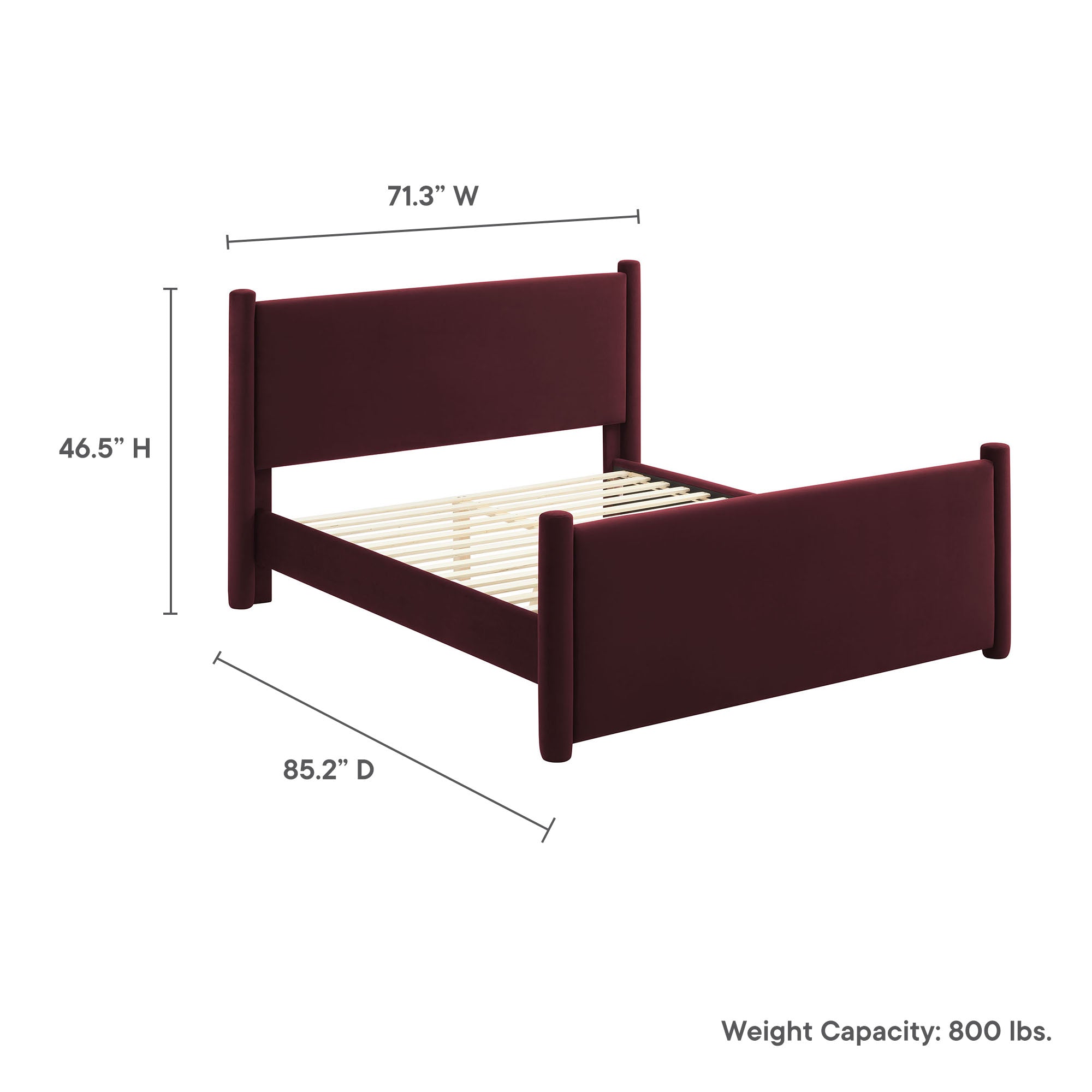 Rael Performance Velvet Queen Platform Bed, Mulberry