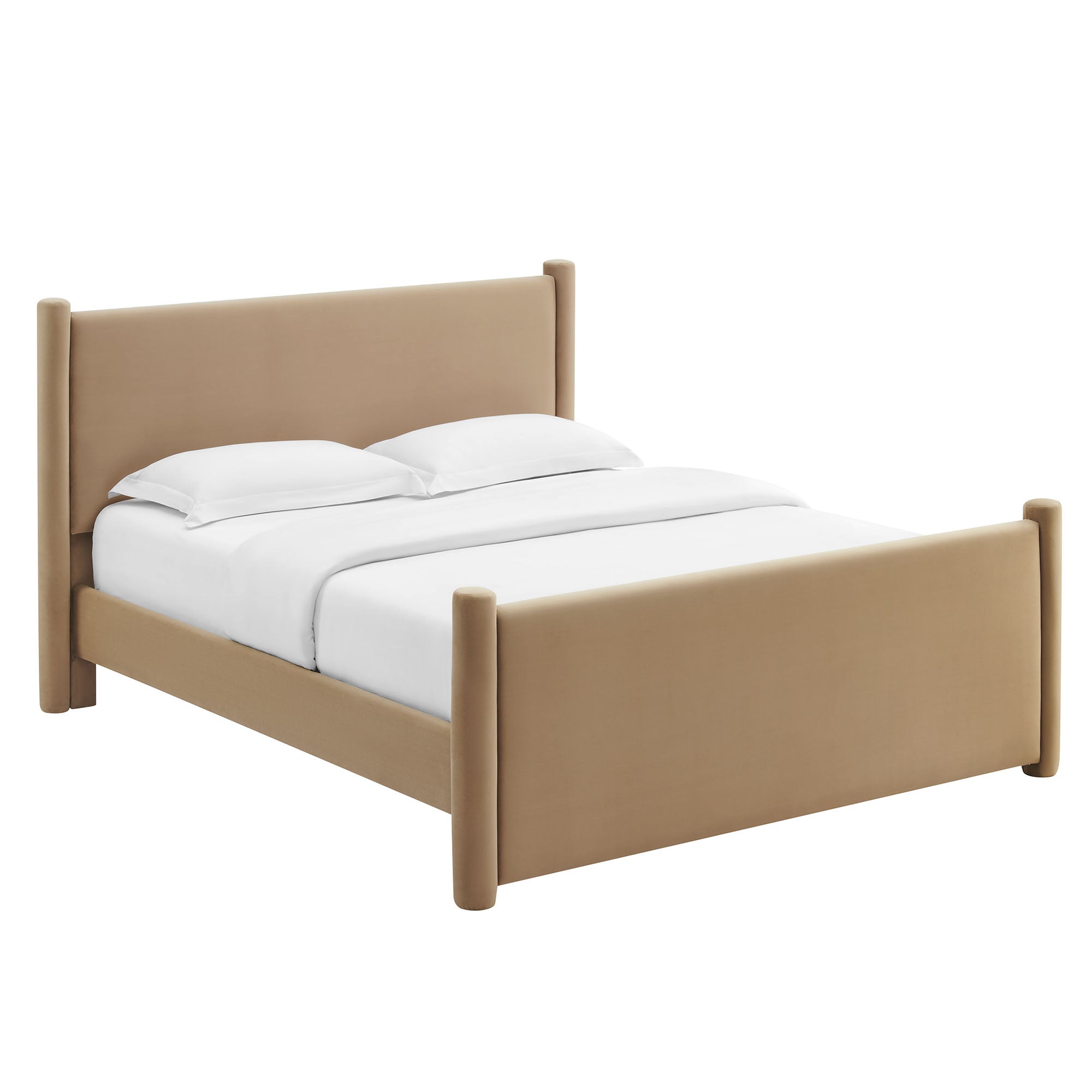 Rael Performance Velvet Queen Platform Bed, Taupe