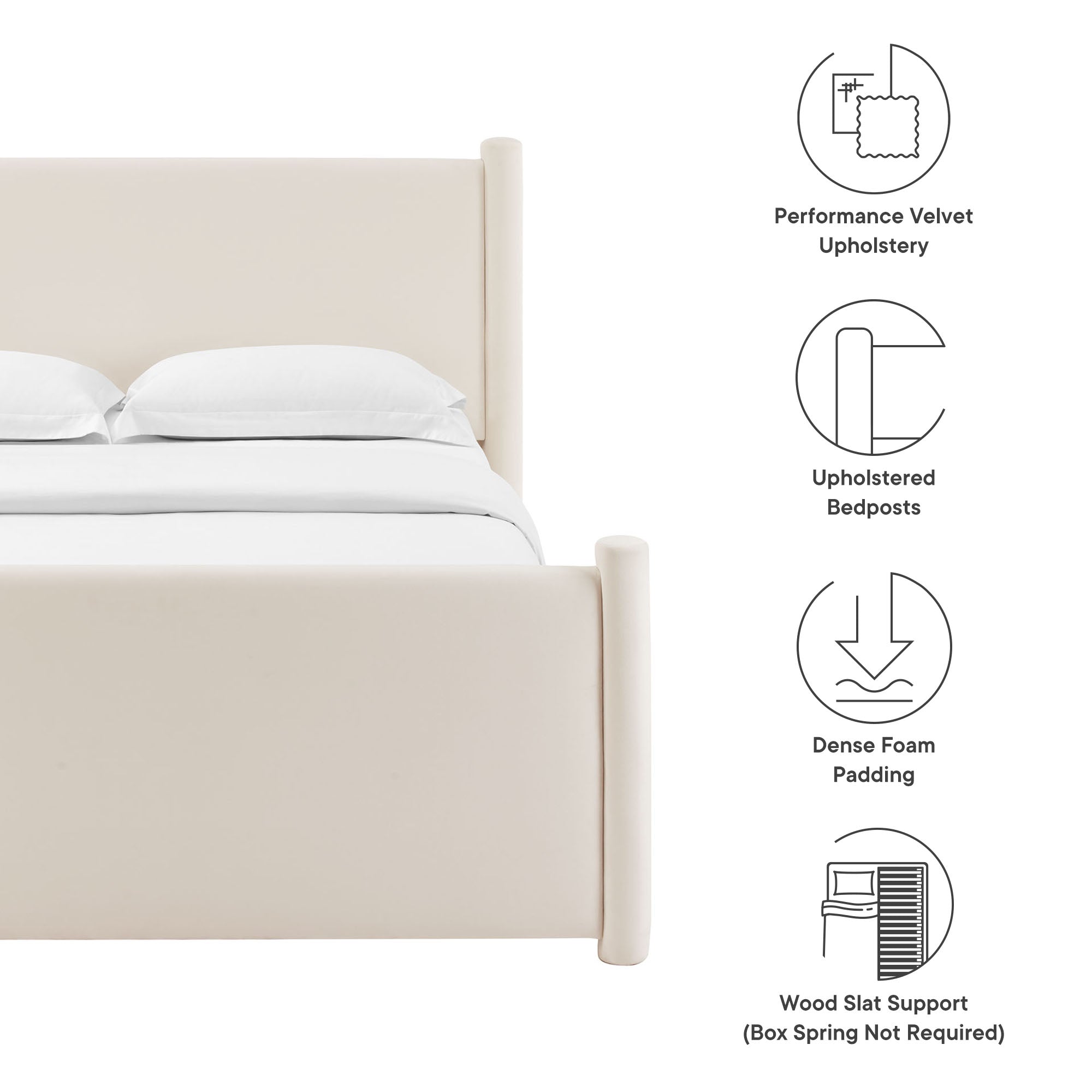 Rael Performance Velvet King Platform Bed, Alabaster