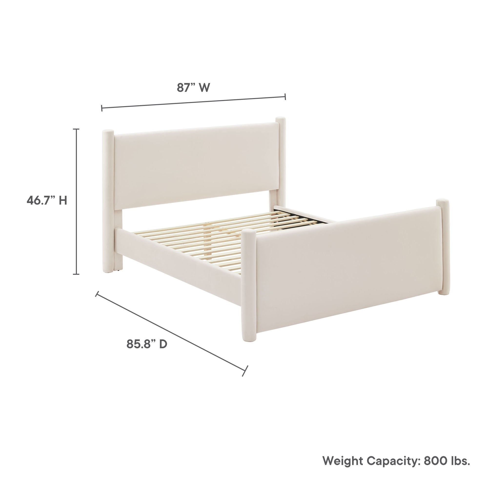 Rael Performance Velvet King Platform Bed, Alabaster