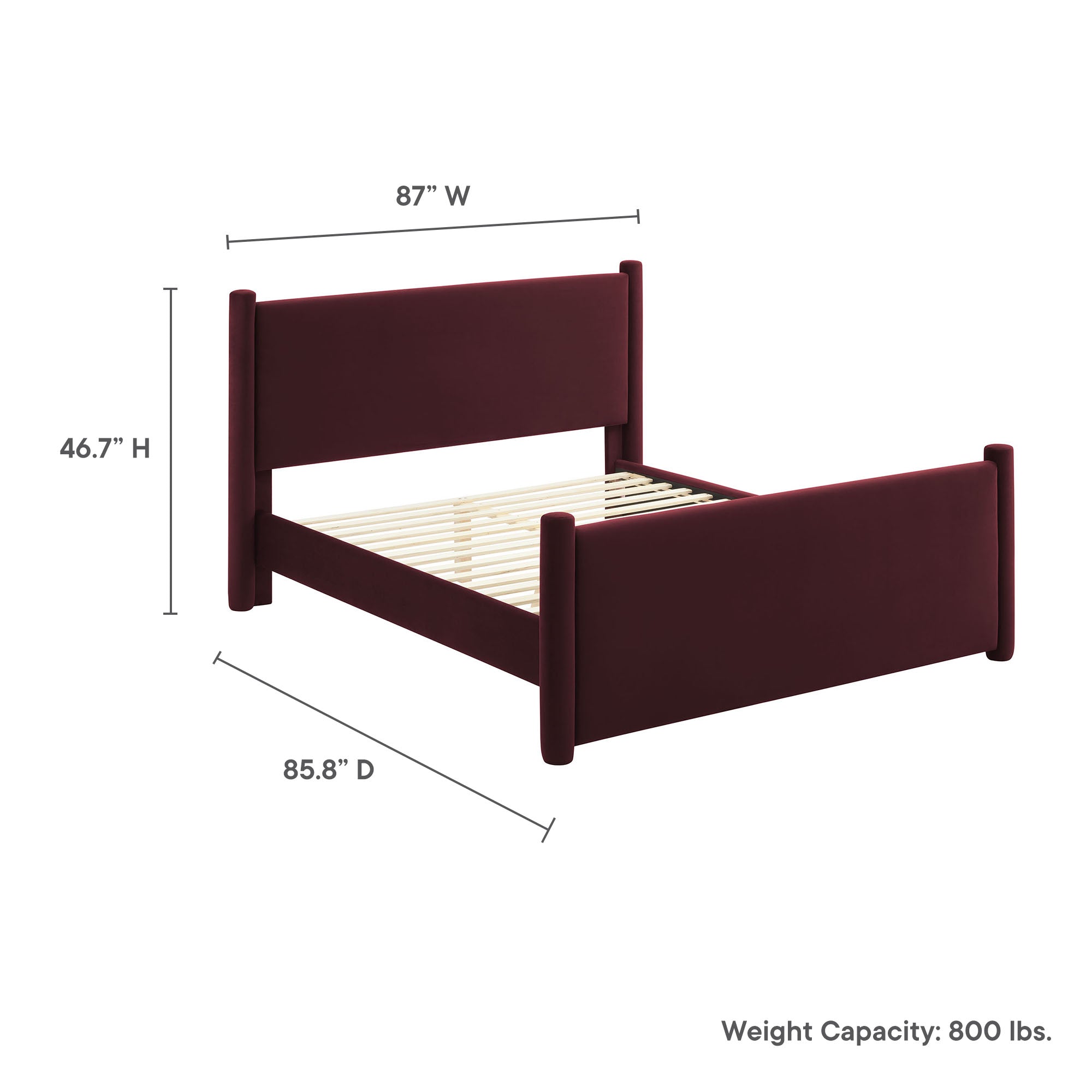 Rael Performance Velvet King Platform Bed, Mulberry