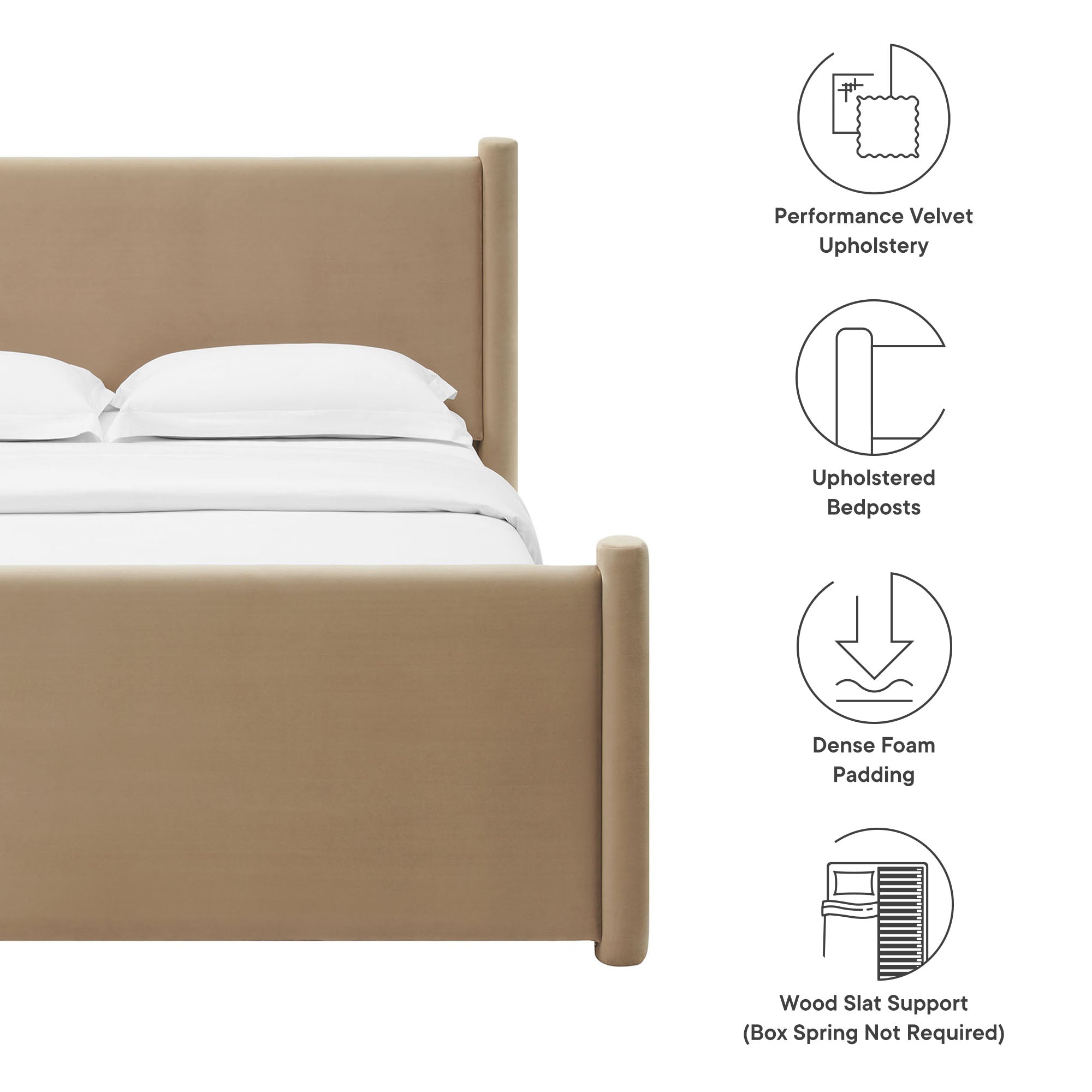 Rael Performance Velvet King Platform Bed, Taupe
