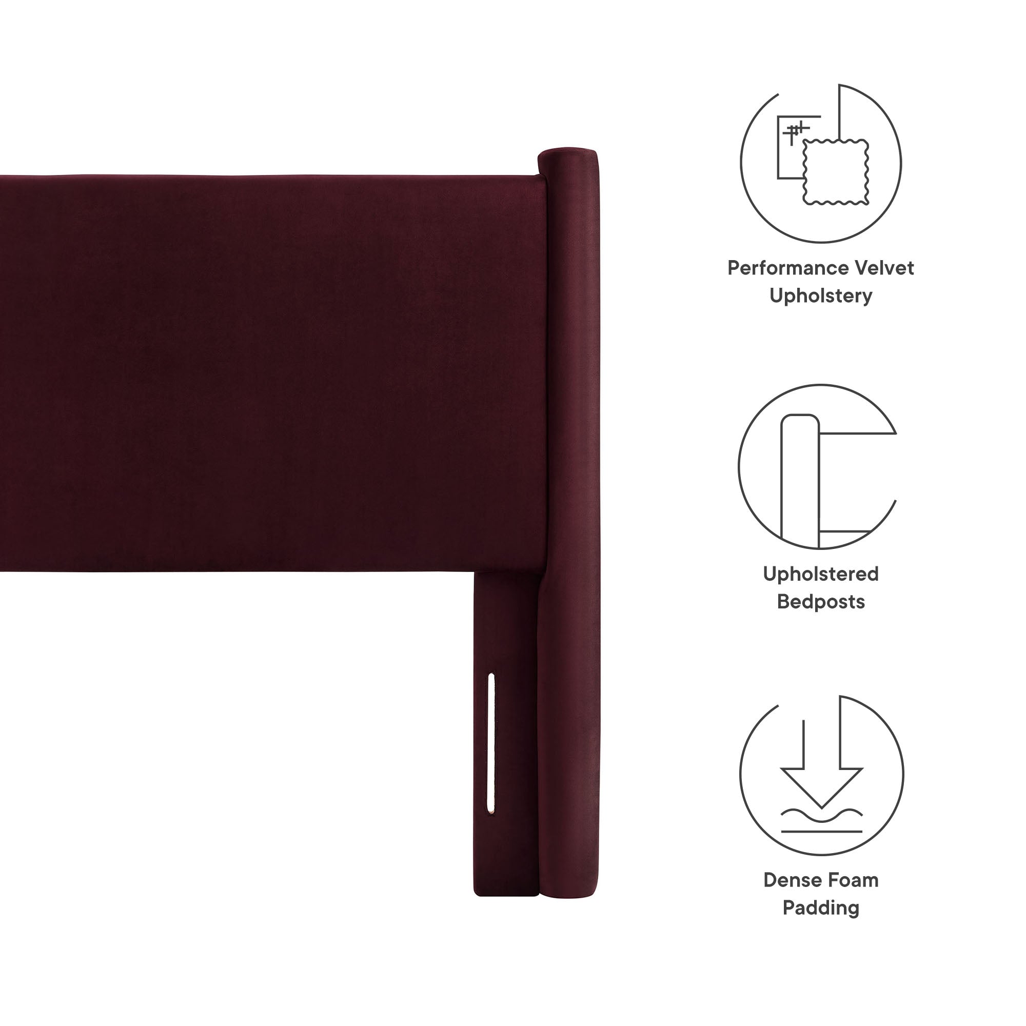Rael Performance Velvet Twin Headboard, Mulberry