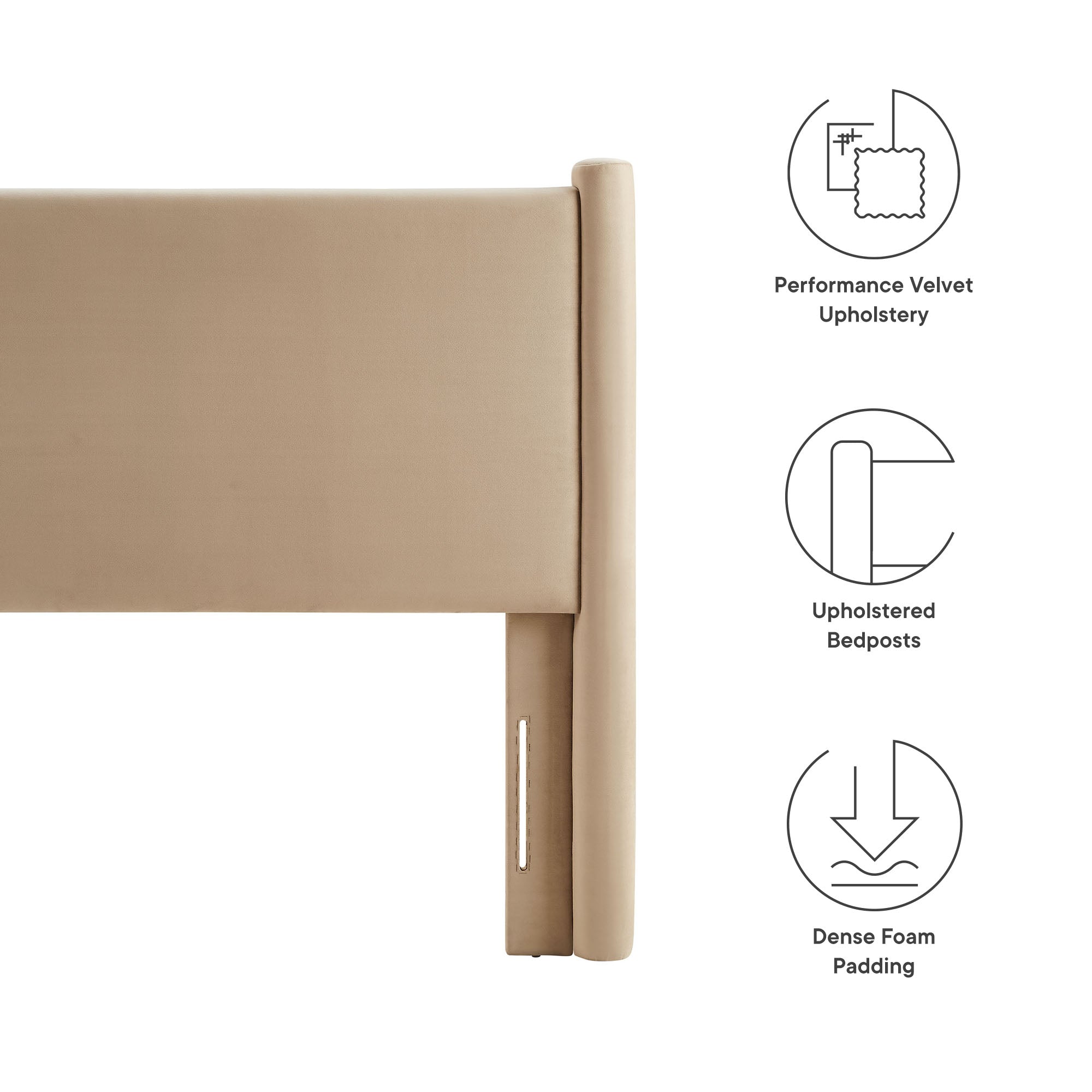 Rael Performance Velvet Twin Headboard, Taupe