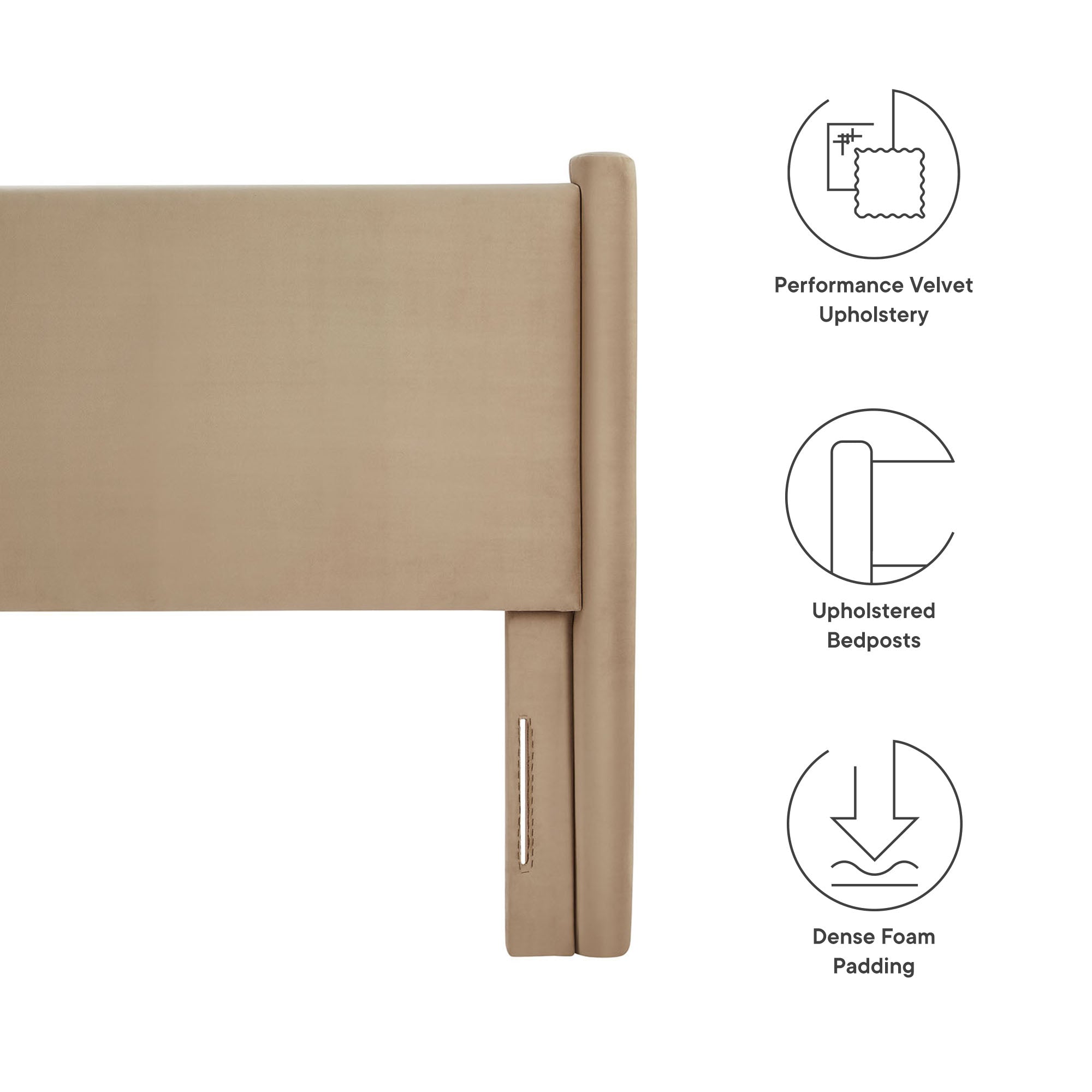 Rael Performance Velvet King Headboard, Taupe