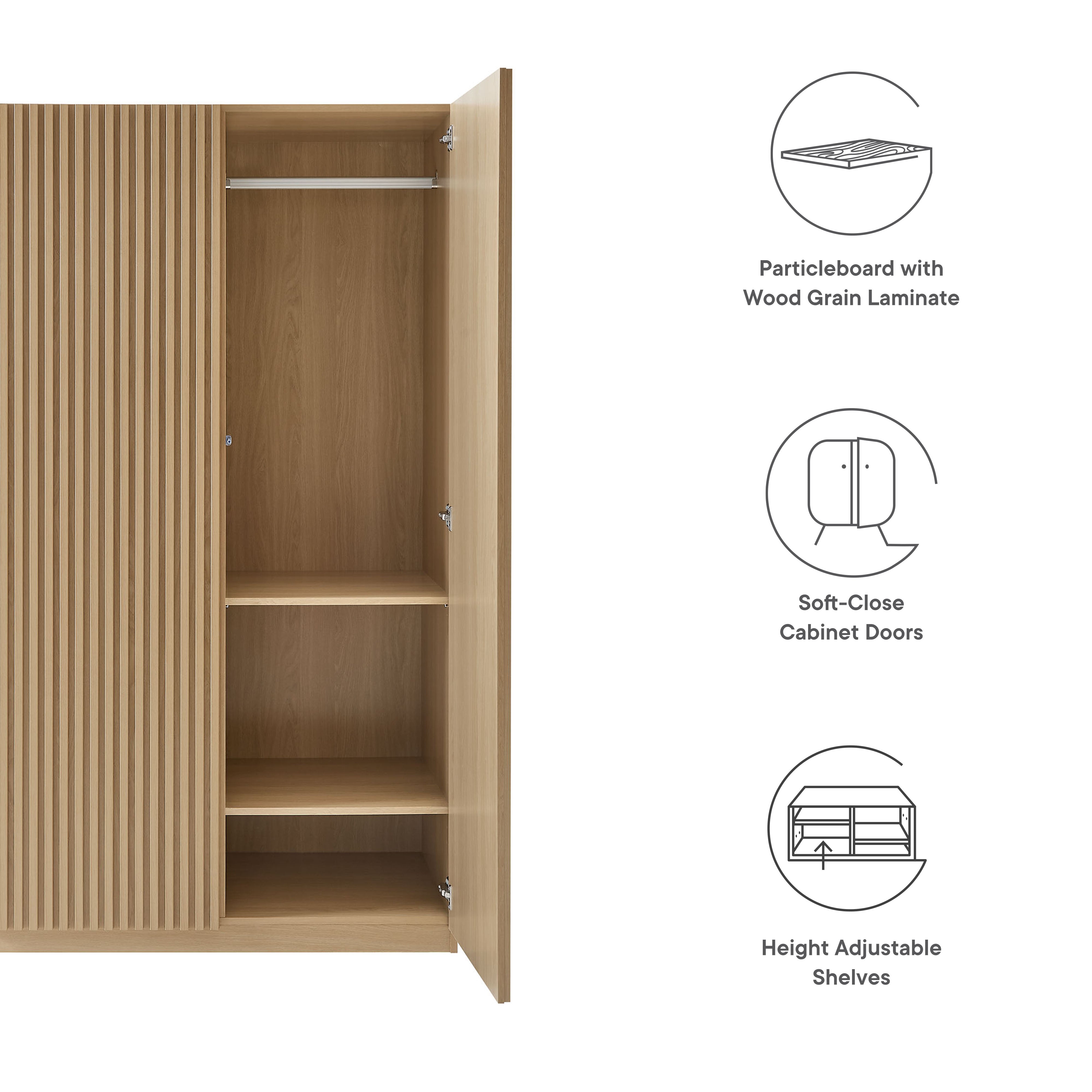 Render 2-Door Wardrobe Closet, Oak