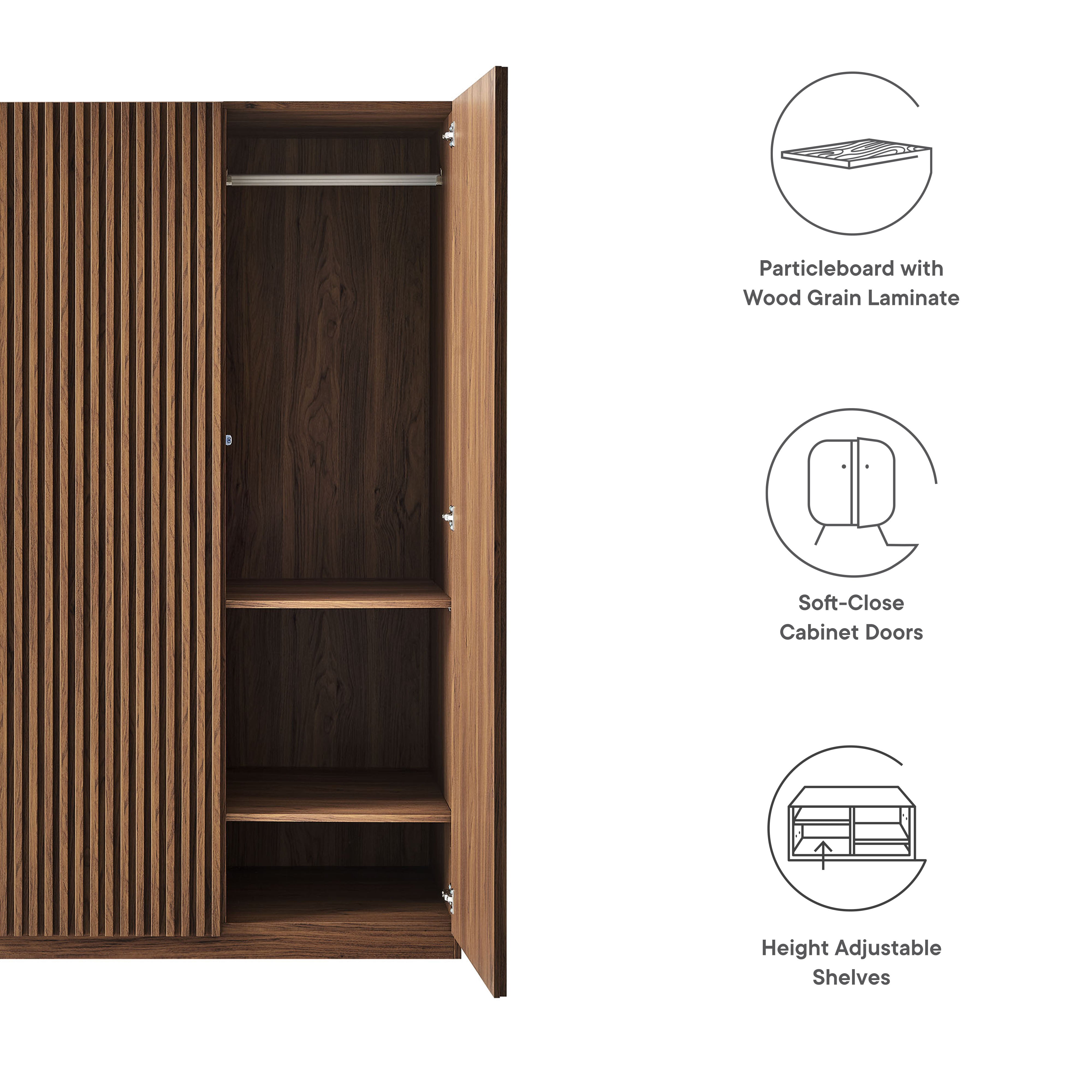 Render 2-Door Wardrobe Closet, Walnut
