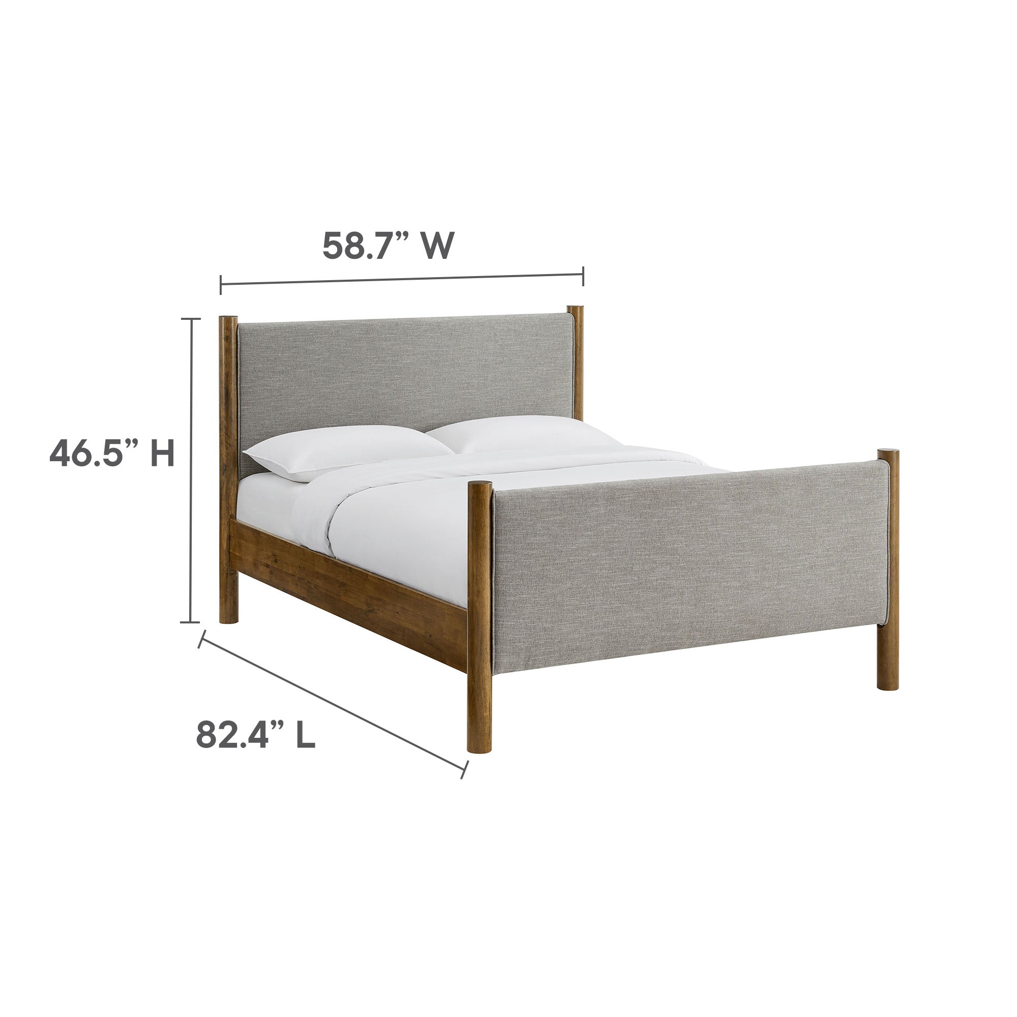 Maven Full Size Fabric Upholstered Platform Bed, Wheat Walnut