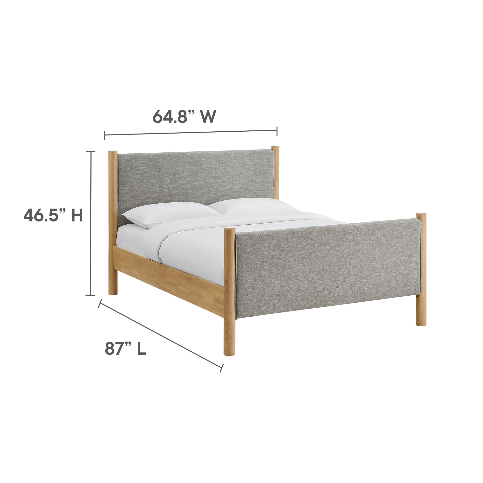 Maven Queen Size Fabric Upholstered Platform Bed, Wheat Oak