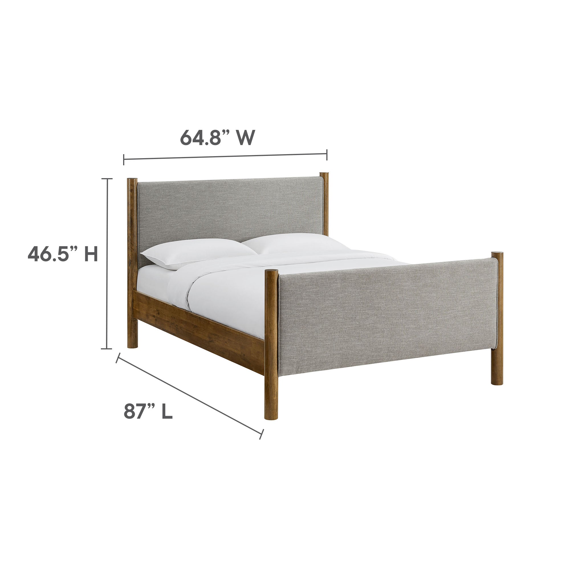 Maven Queen Size Fabric Upholstered Platform Bed, Wheat Walnut