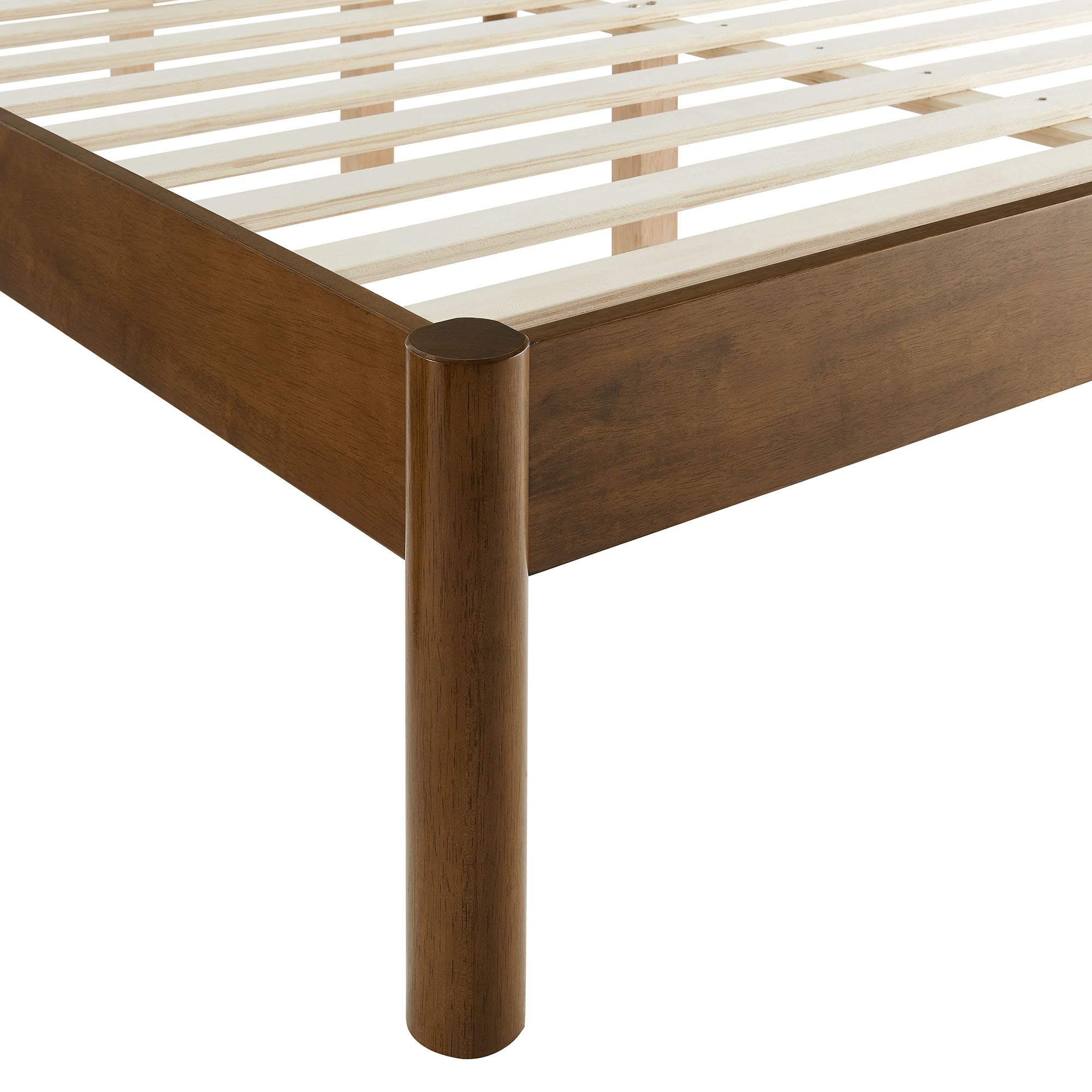 Olea Channel Tufted Boucle Solid Wood Full Platform Bed, Feather Walnut