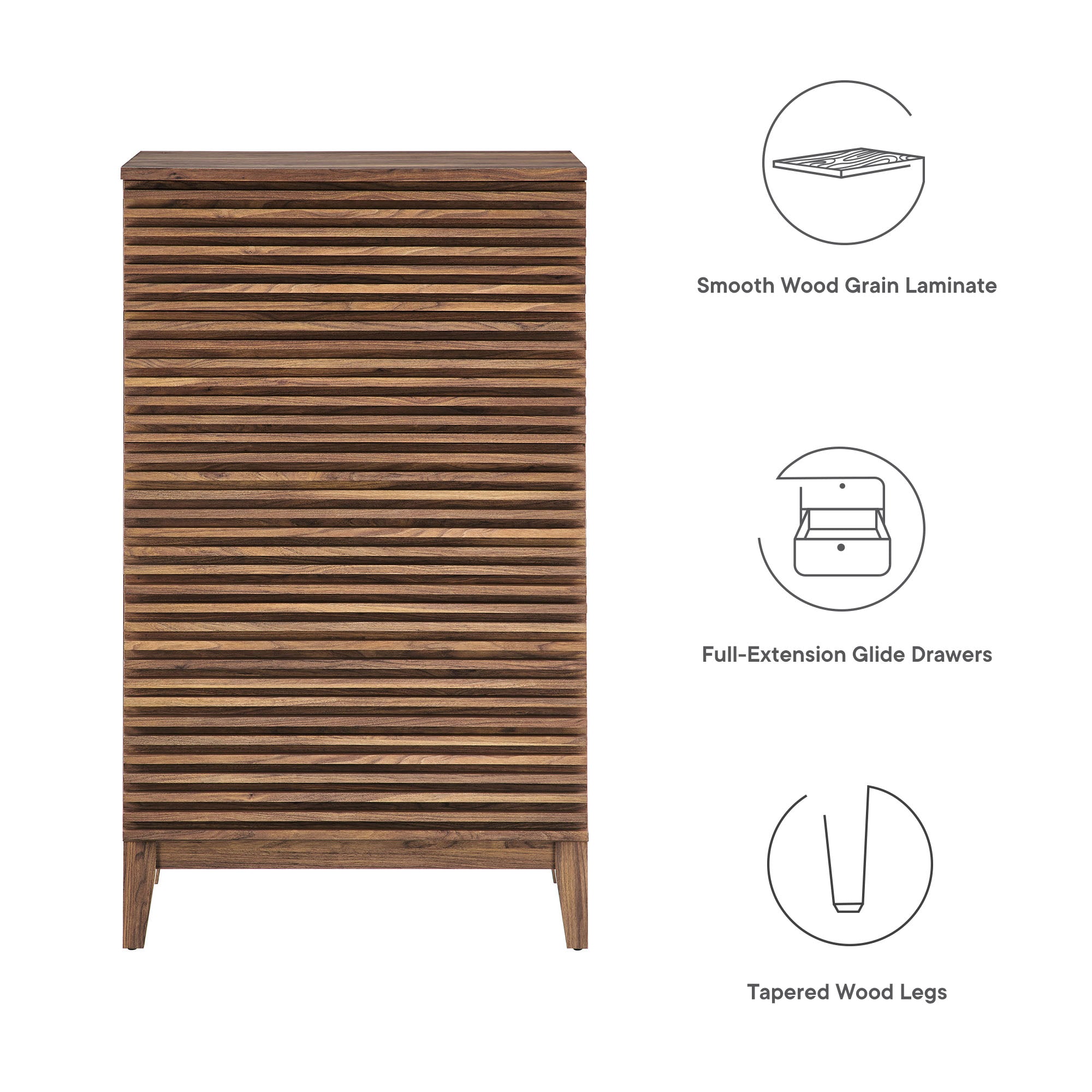 Render 5-Drawer Chest, Walnut