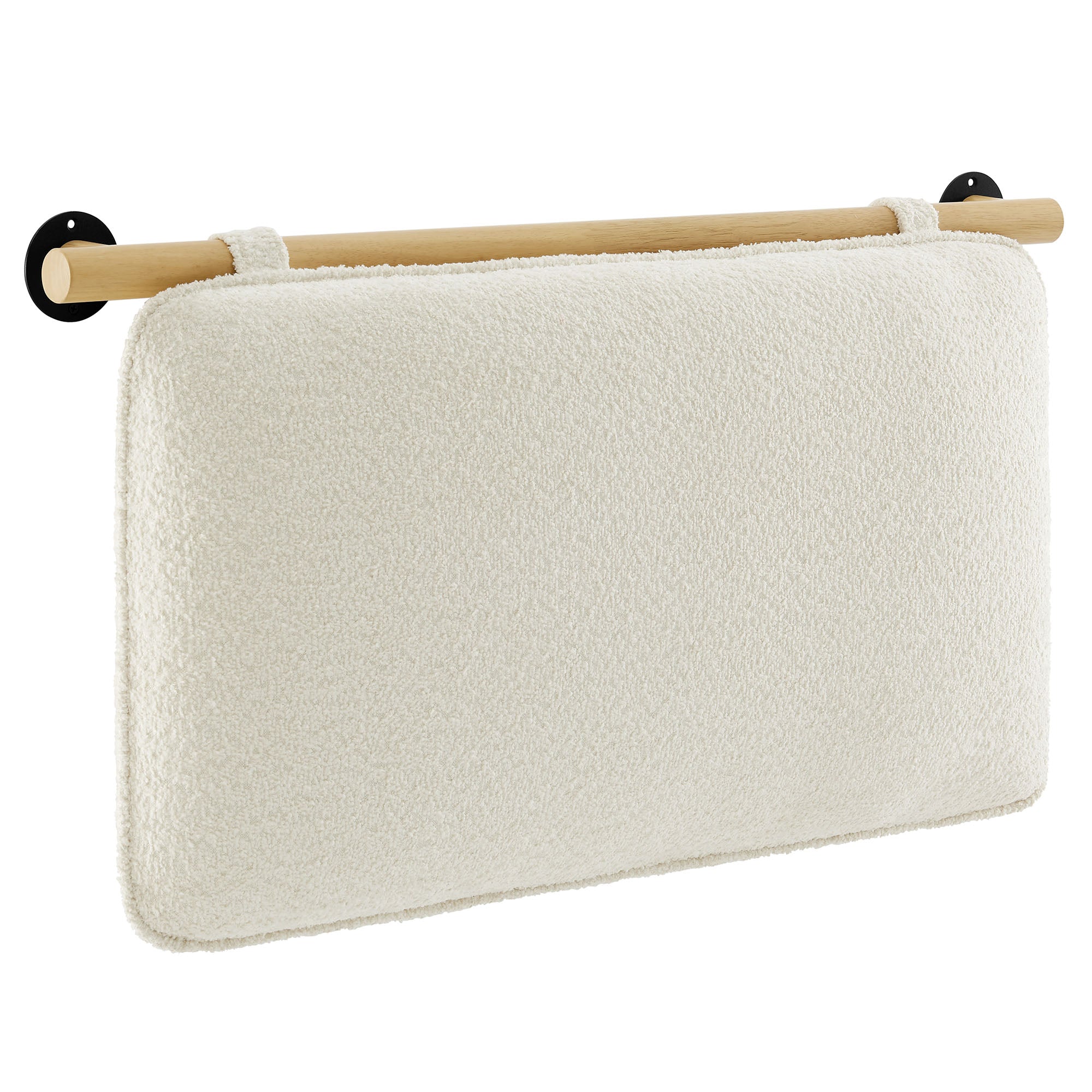 Anela Wall-Mounted Chenille Upholstered Twin Headboard, Cream Natural