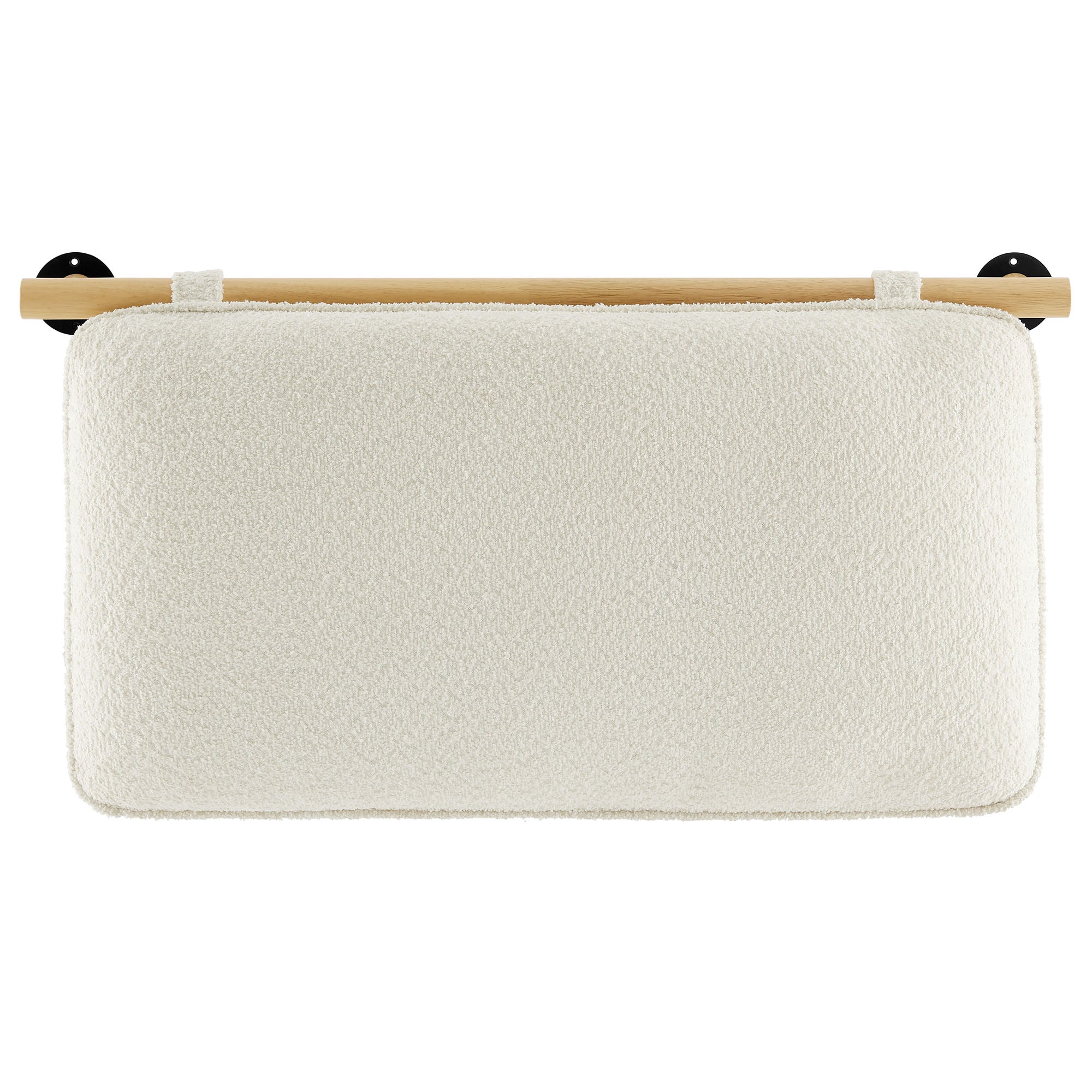 Anela Wall-Mounted Chenille Upholstered Twin Headboard, Cream Natural