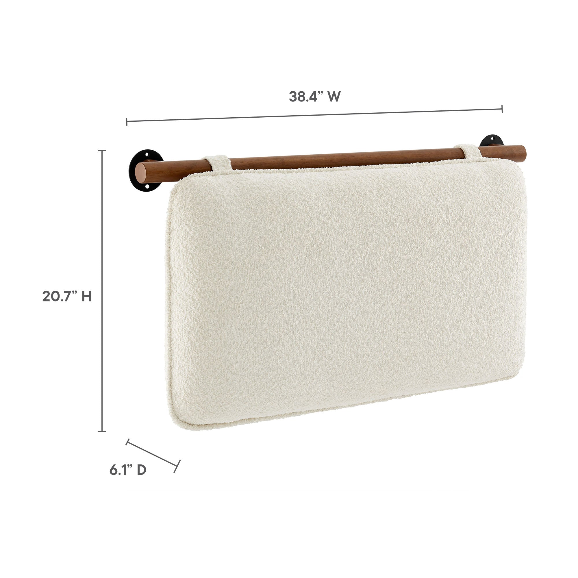 Anela Wall-Mounted Chenille Upholstered Twin Headboard, Cream Walnut