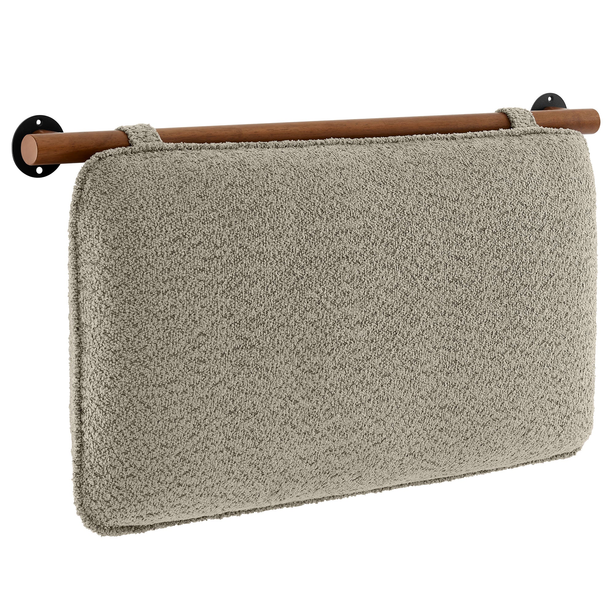 Anela Wall-Mounted Chenille Upholstered Twin Headboard, Oat Walnut