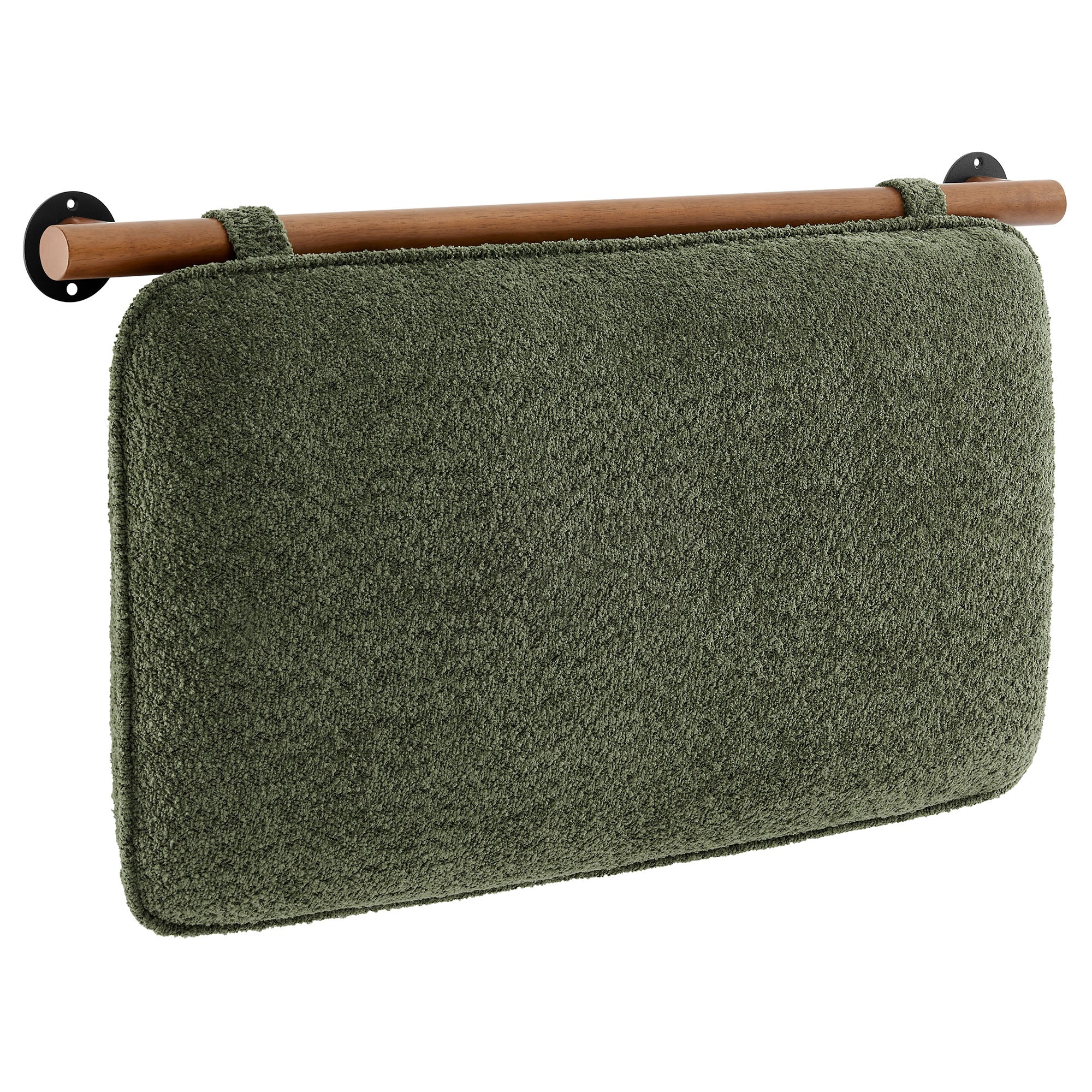 Anela Wall-Mounted Chenille Upholstered Twin Headboard, Sage Walnut