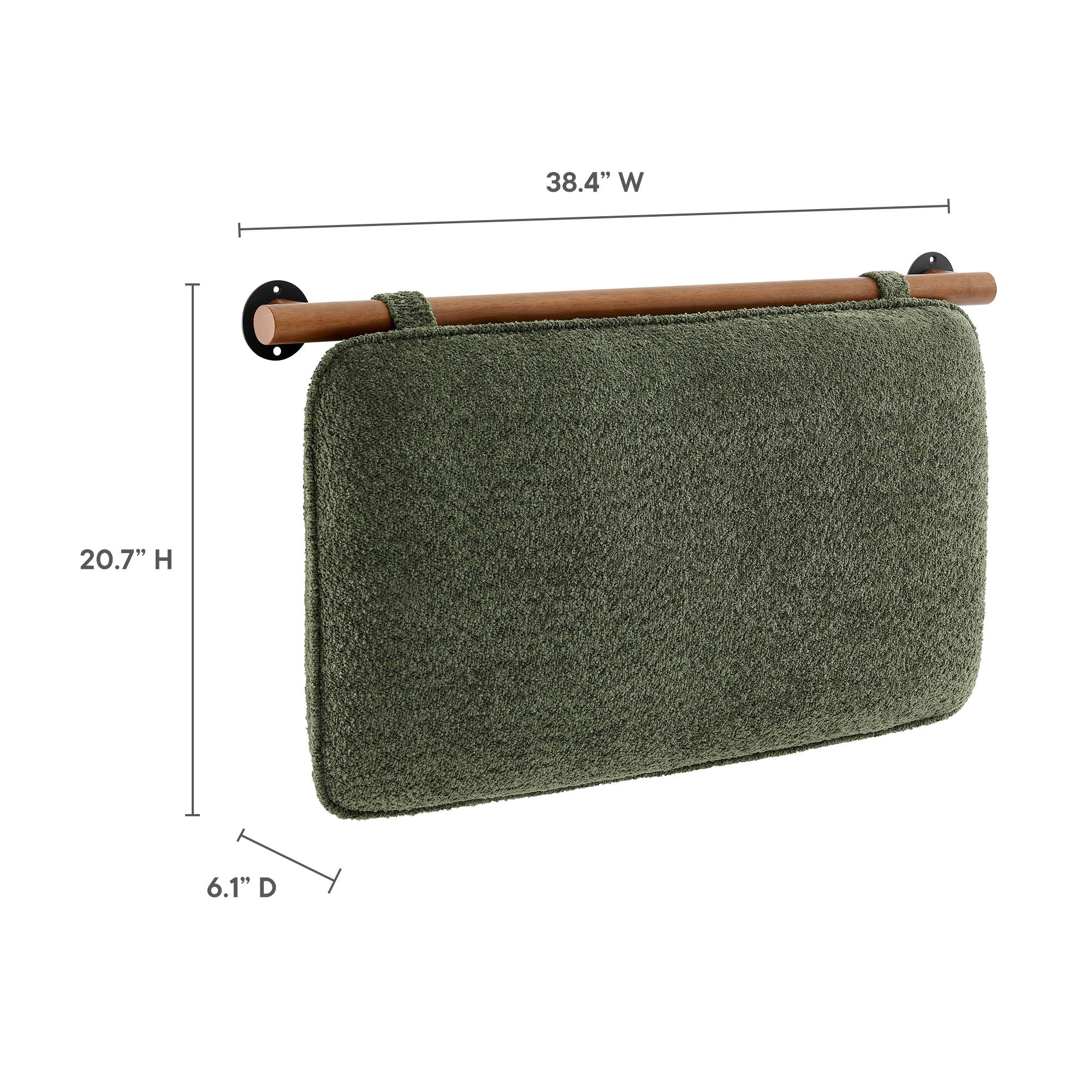 Anela Wall-Mounted Chenille Upholstered Twin Headboard, Sage Walnut