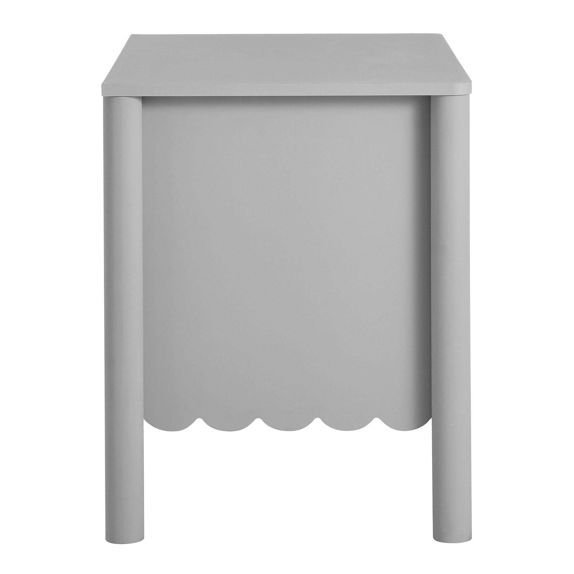 Emmeline Scalloped 2-Drawer Nightstand, Light Gray