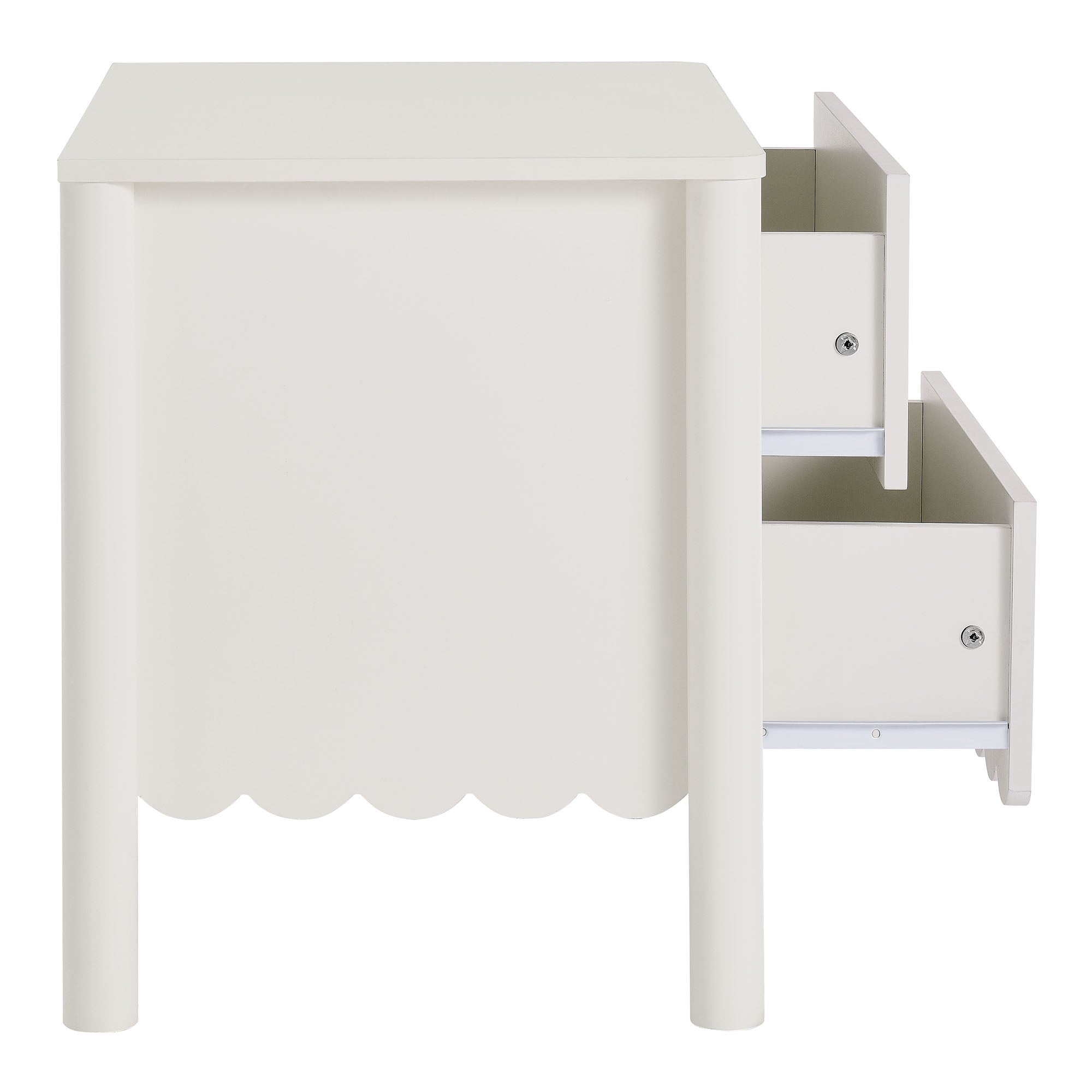 Emmeline Scalloped 2-Drawer Nightstand, White