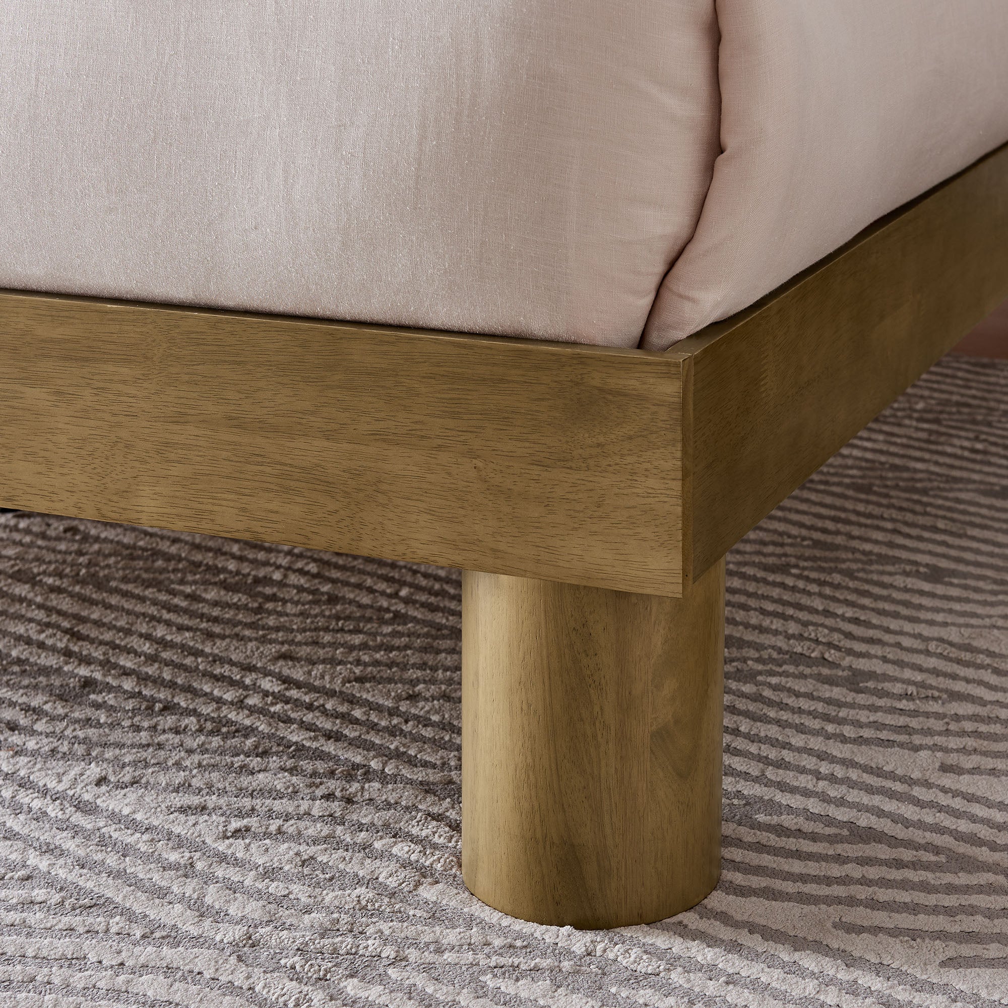 Runa Wood Full Platform Bed, French Oak