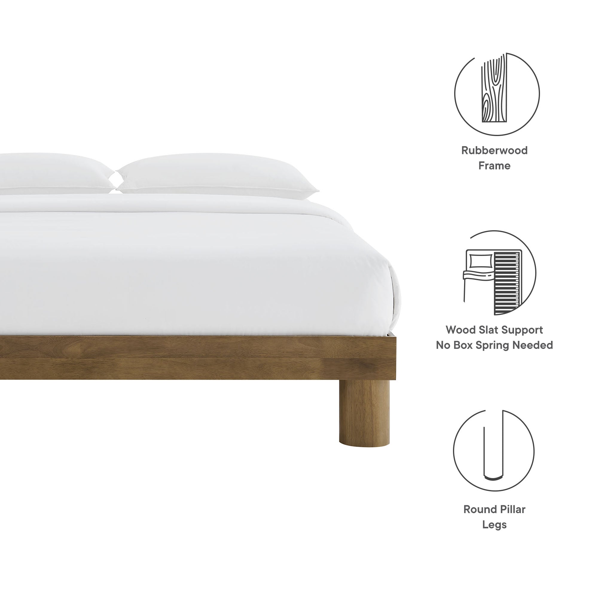 Runa Wood Queen Platform Bed, French Oak