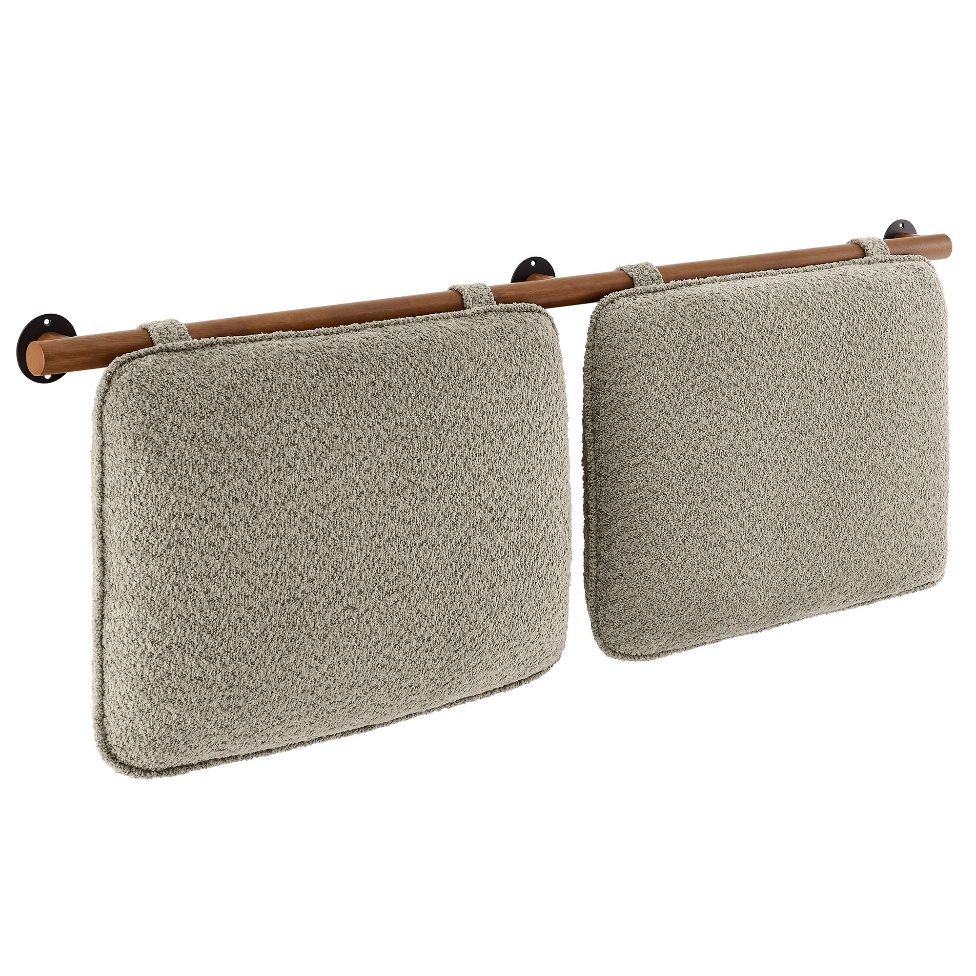 Anela Wall-Mounted Chenille Upholstered Full Headboard, Oatmeal Walnut