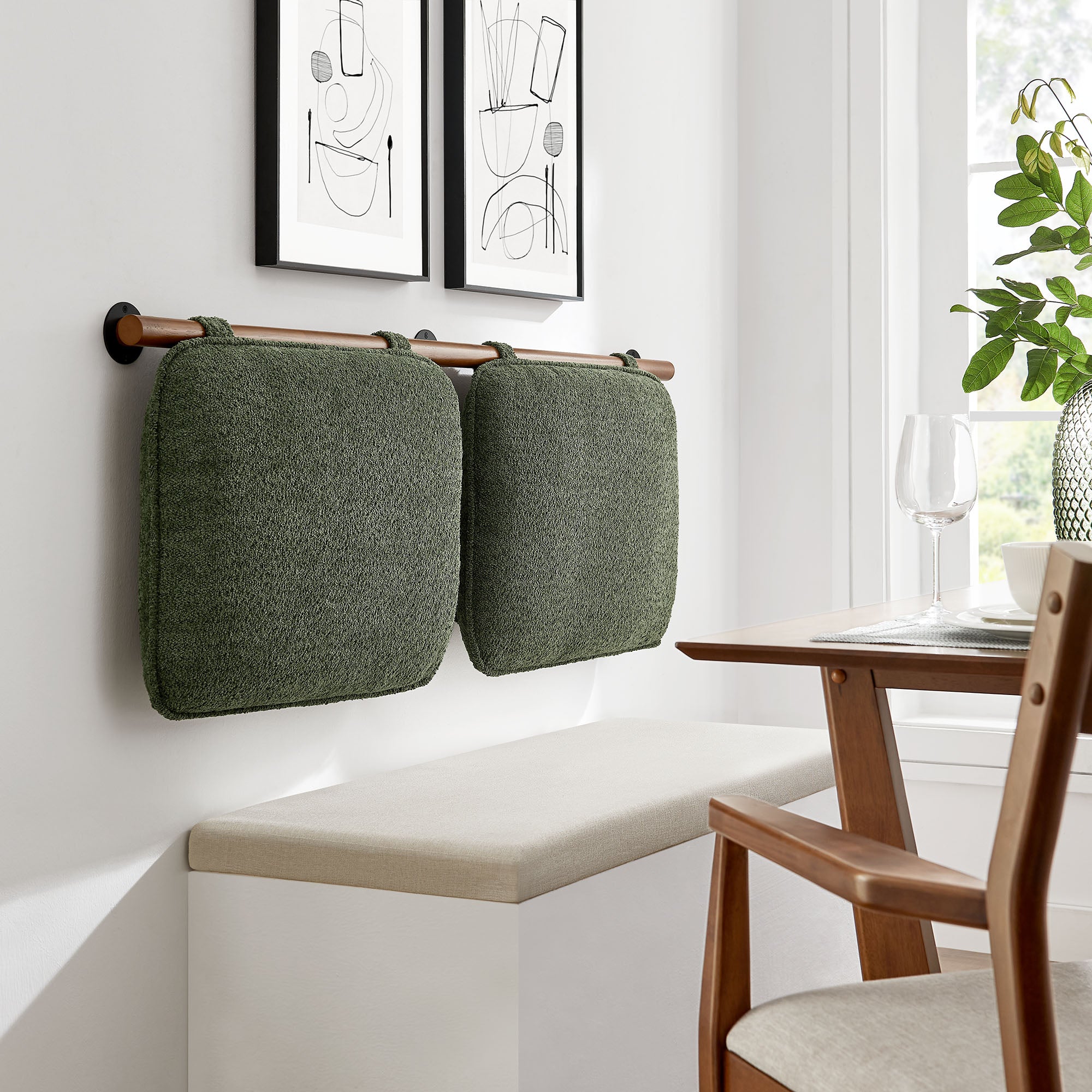 Anela Wall-Mounted Chenille Upholstered Full Headboard, Sage Walnut