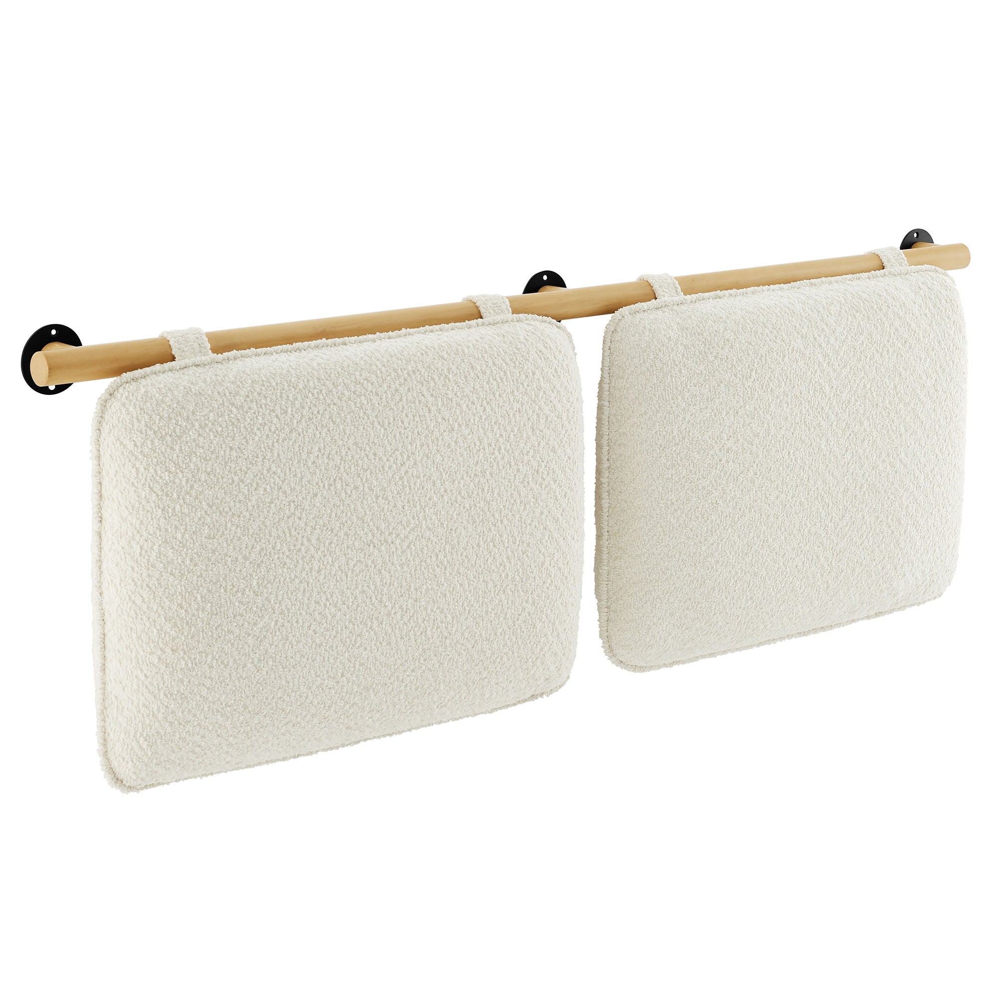 Anela Wall-Mounted Chenille Upholstered Queen Headboard, Cream Natural
