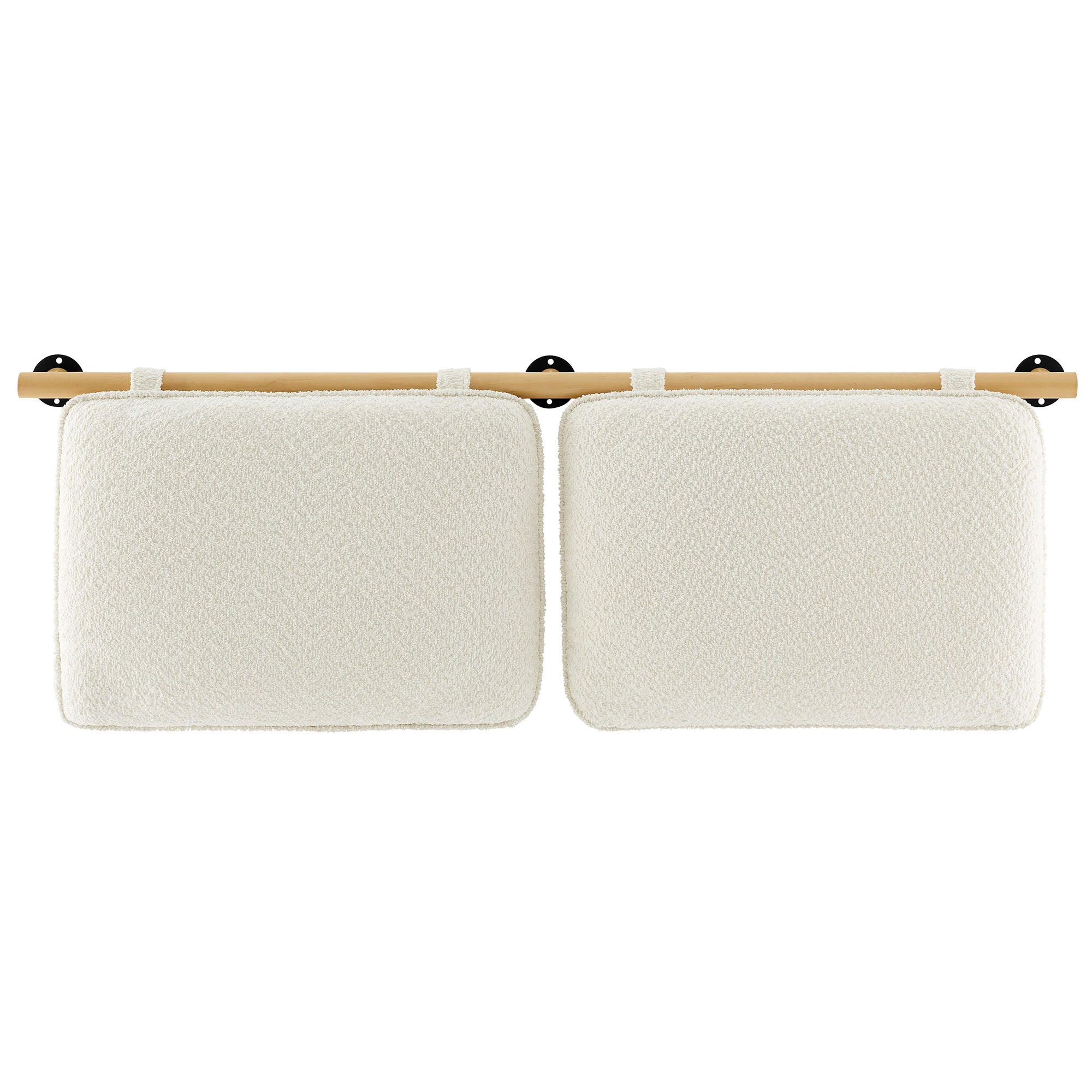Anela Wall-Mounted Chenille Upholstered Queen Headboard, Cream Natural