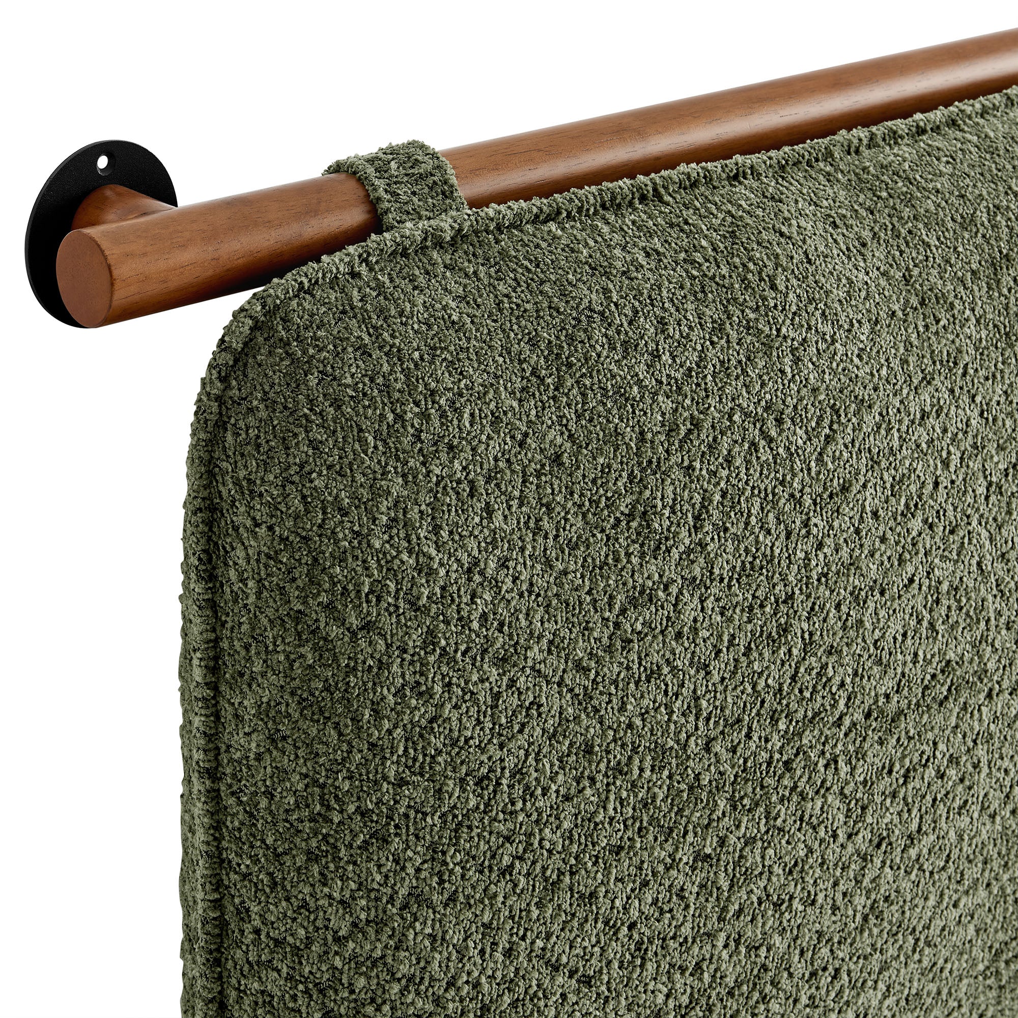 Anela Wall-Mounted Chenille Upholstered Queen Headboard, Sage Walnut