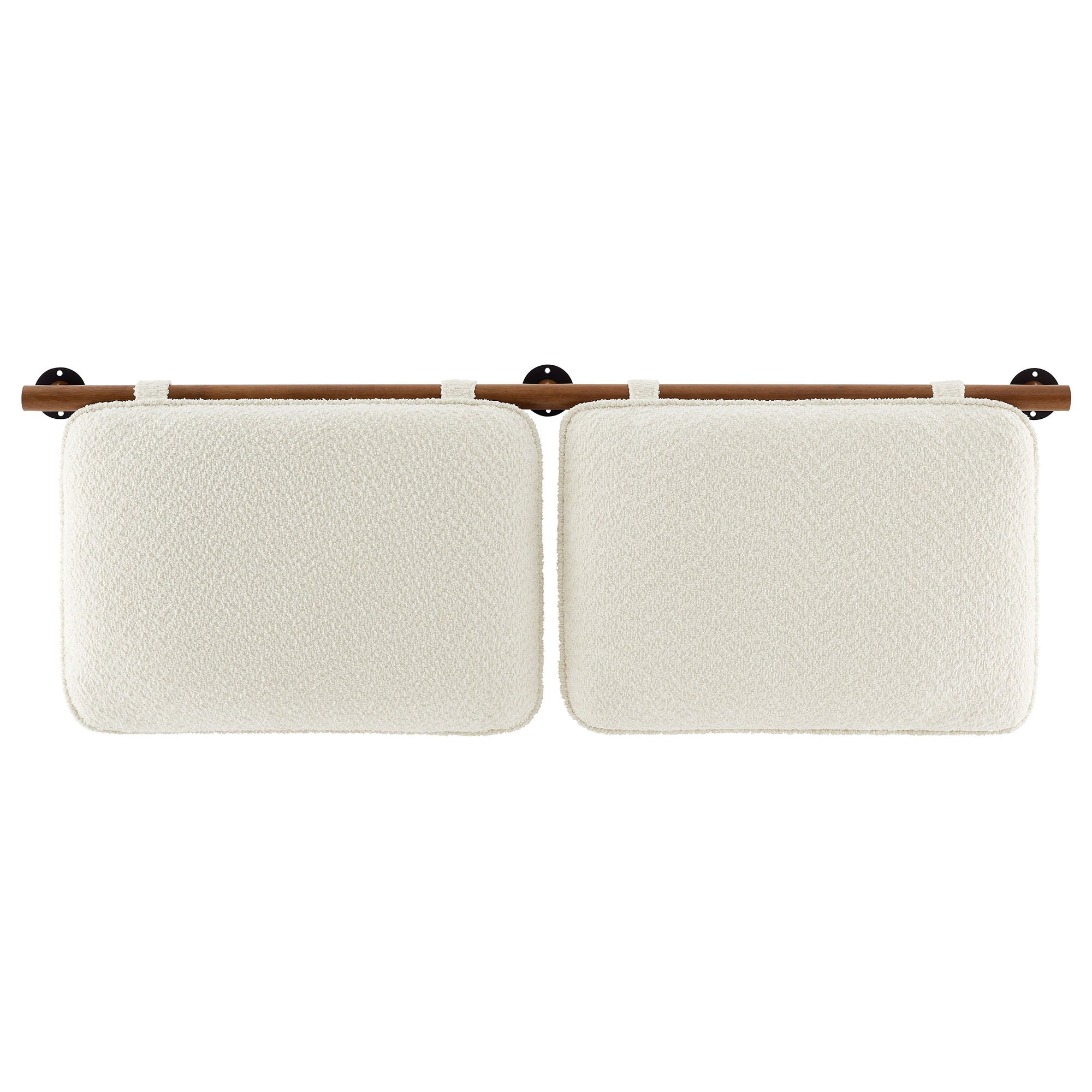 Anela Wall-Mounted Chenille Upholstered King Size Headboard, Cream Walnut