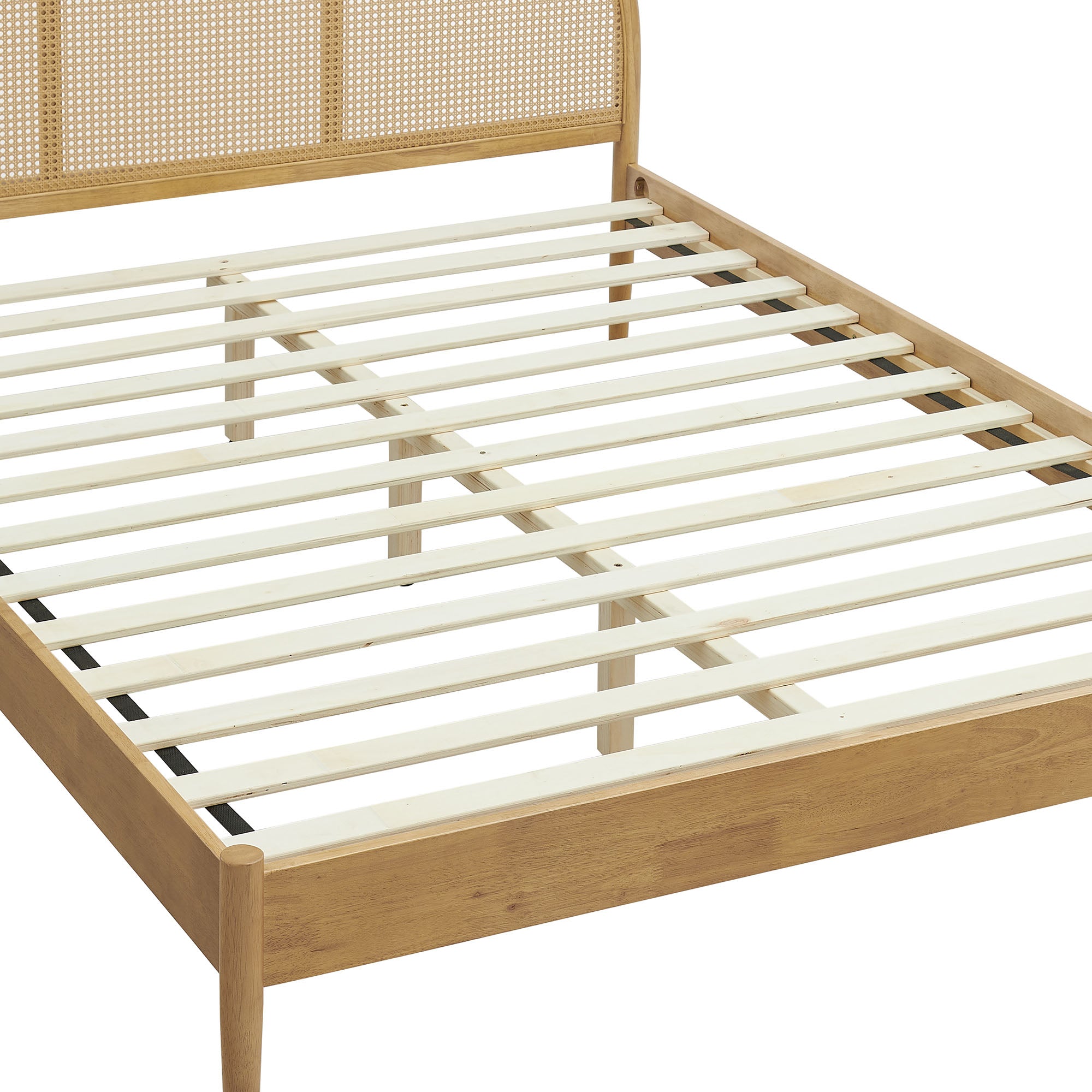 Odette Queen Arched Rattan Cane Platform Bed, Oak
