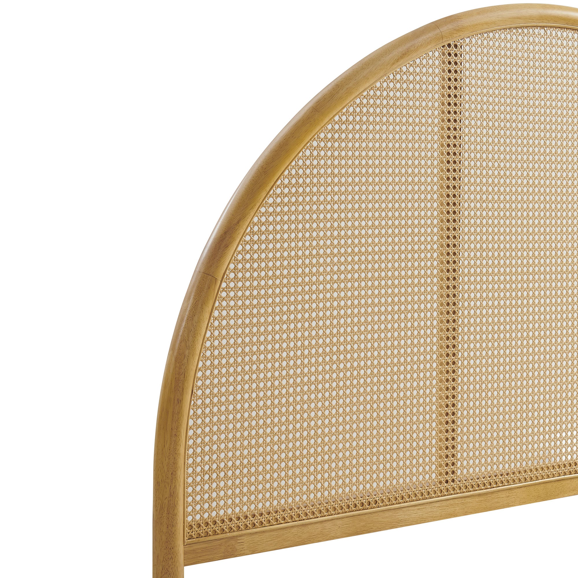 Odette Queen Arched Rattan Cane Platform Bed, Oak