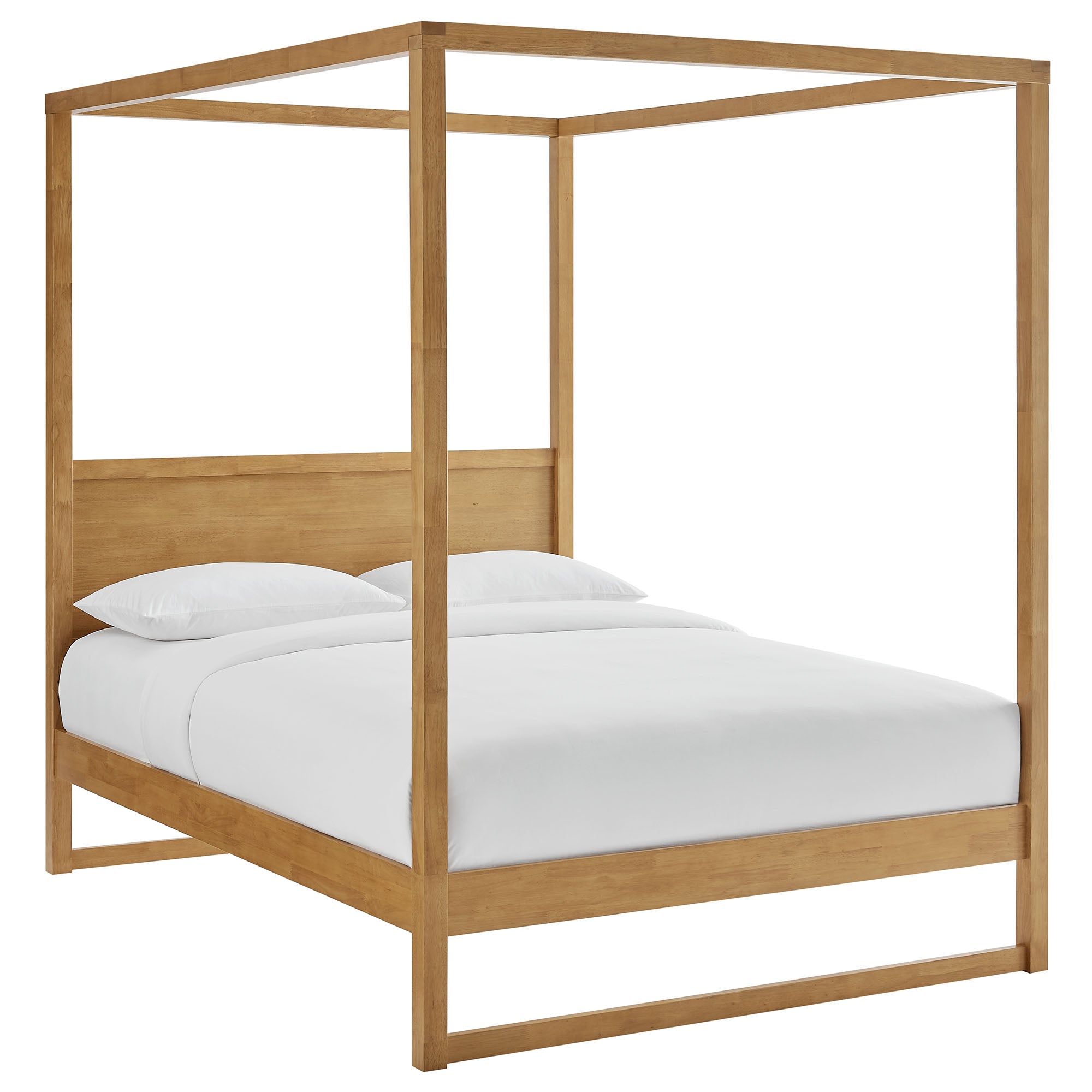 Alva Queen Wood Canopy Platform Bed, Oak