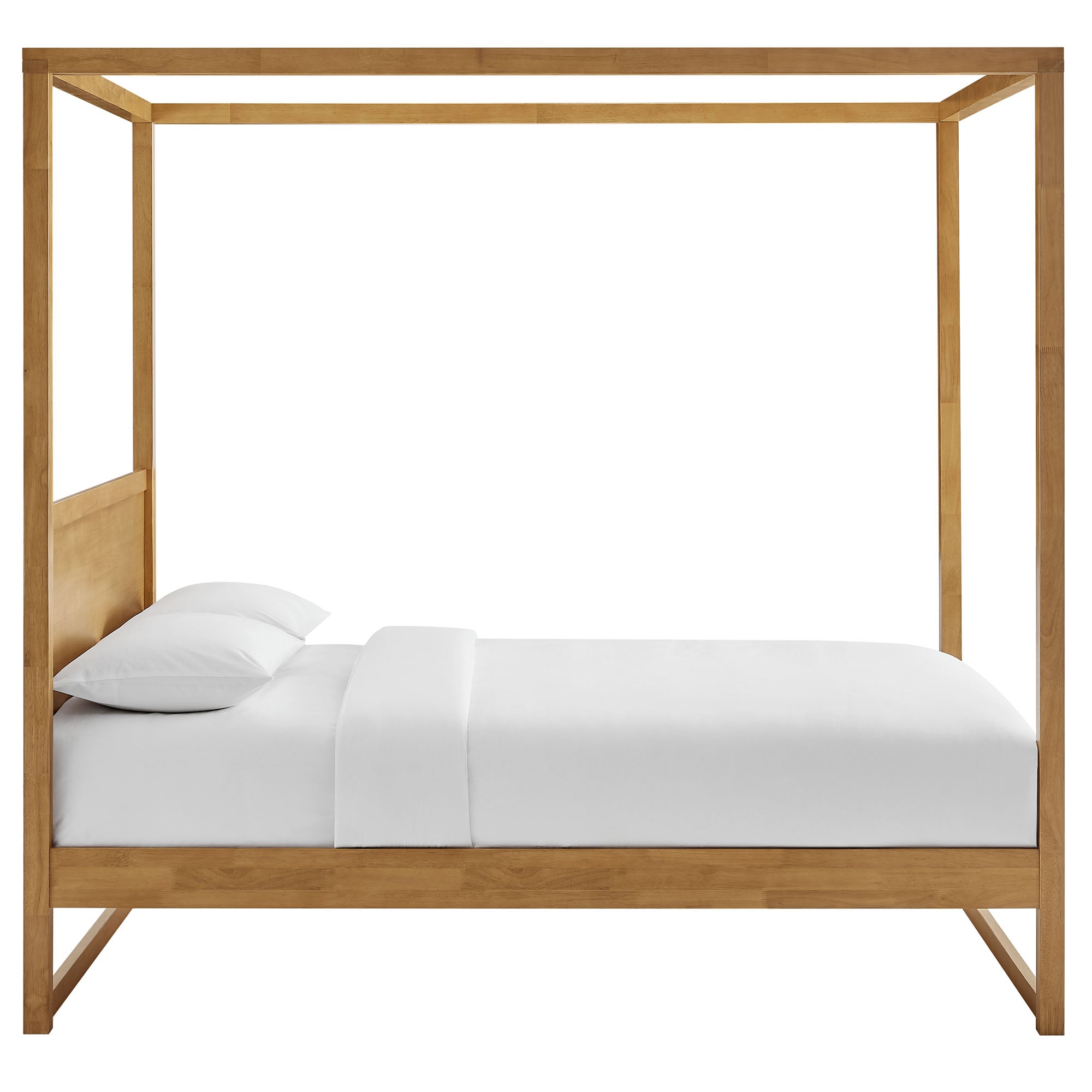 Alva Queen Wood Canopy Platform Bed, Oak