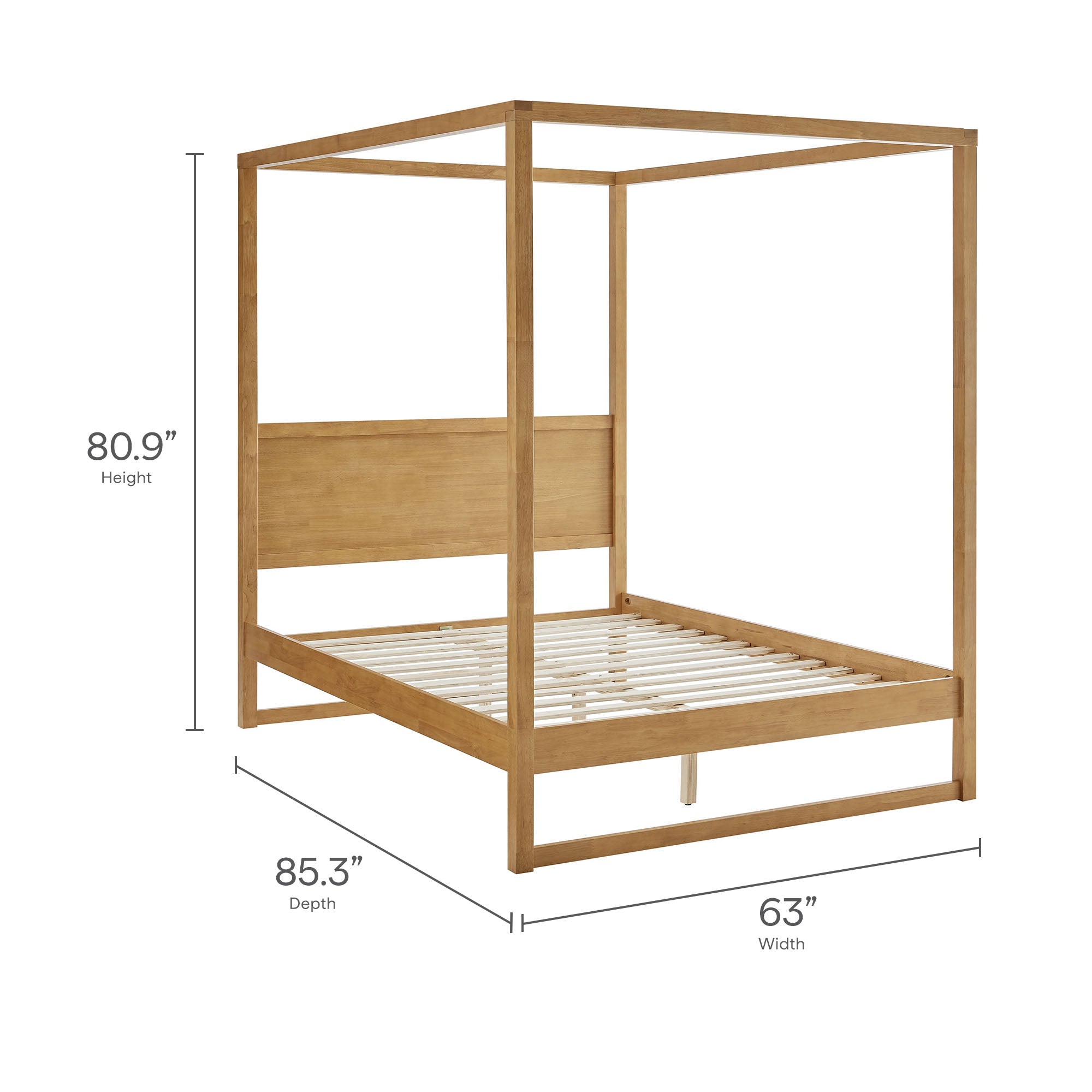 Alva Queen Wood Canopy Platform Bed, Oak