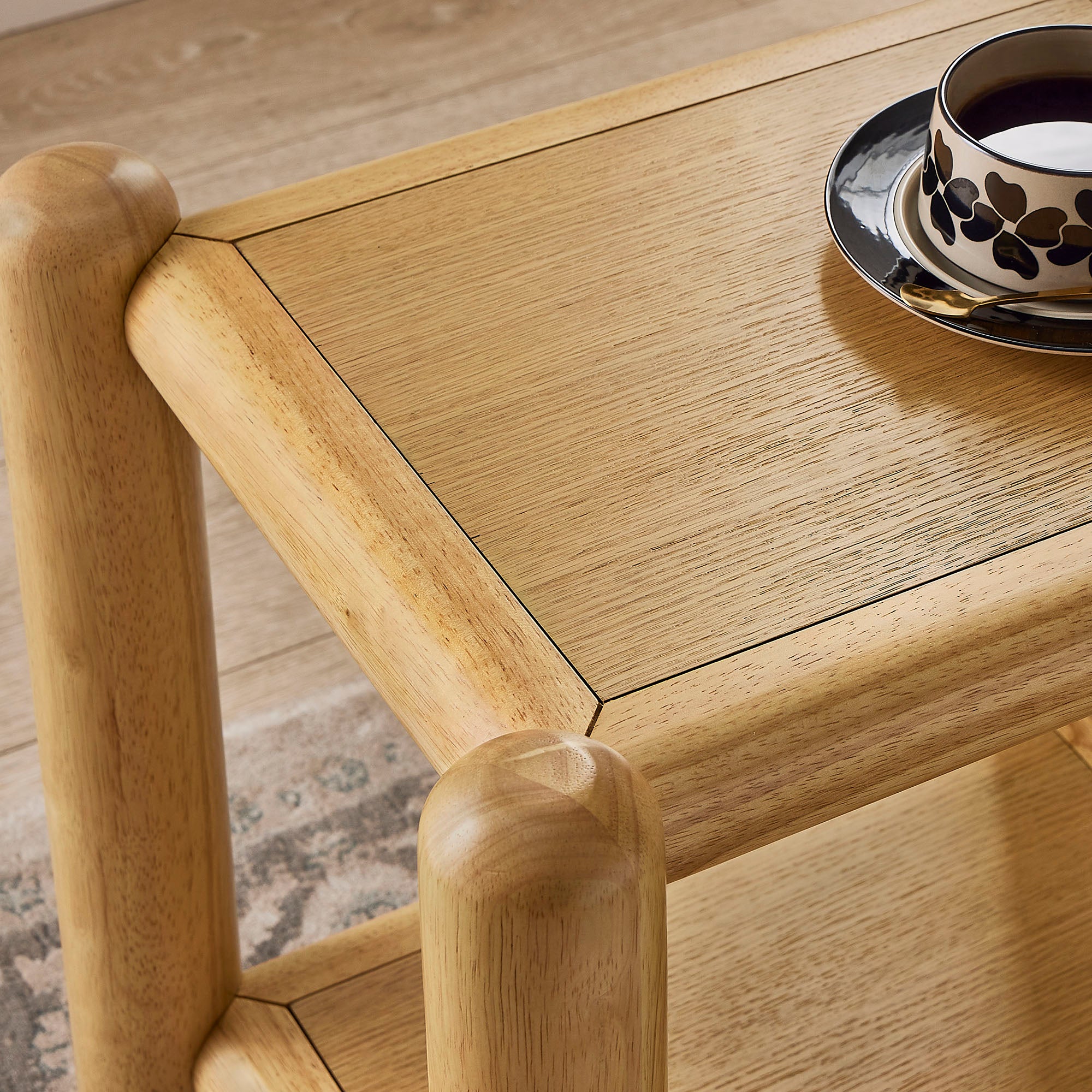 Arcus Rectangular 2-Tier Side Table, Oak
