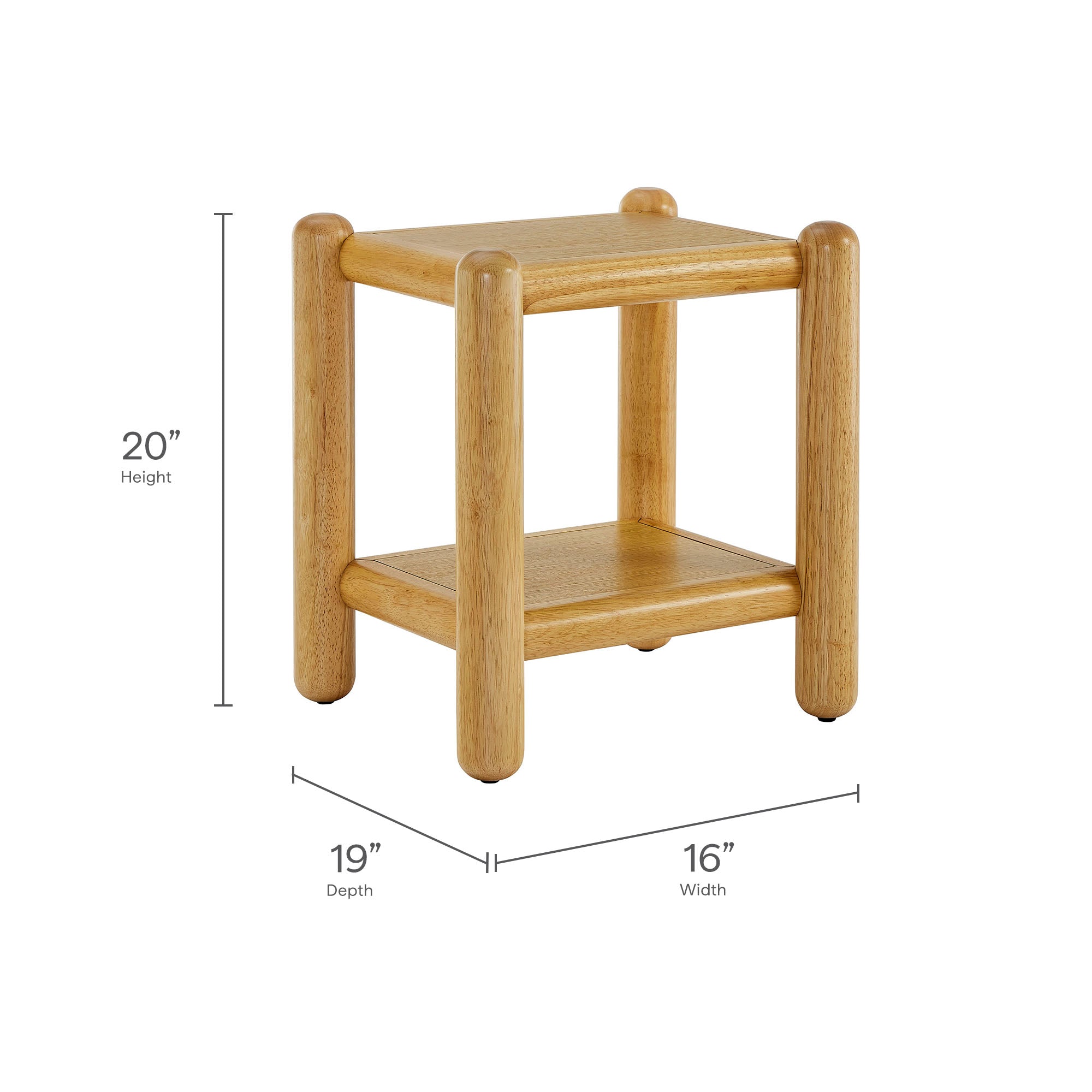 Arcus Rectangular 2-Tier Side Table, Oak