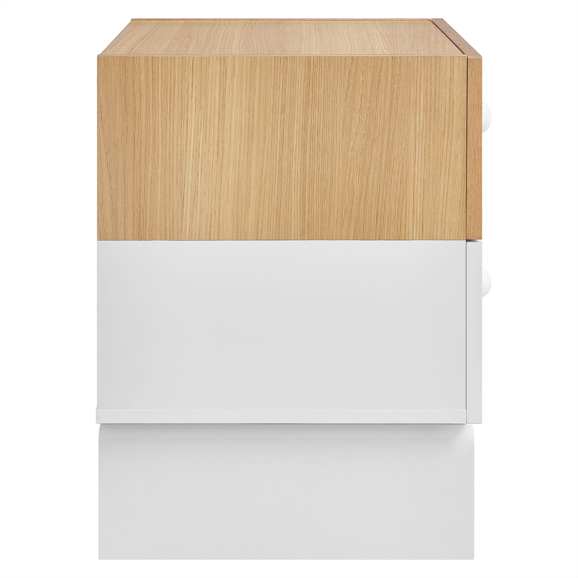 Nolia 2-Drawer Color Block Nightstand, Oak White