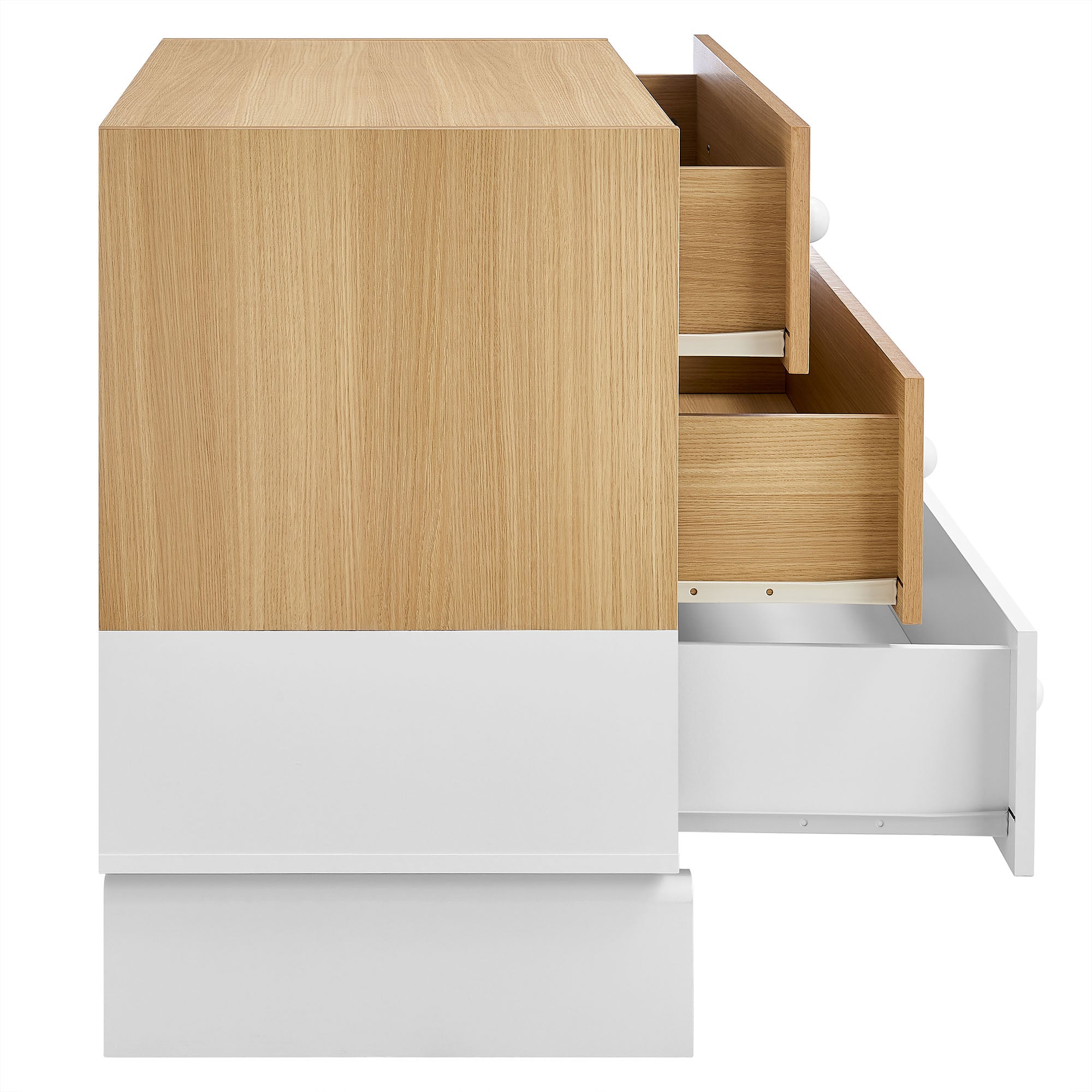 Nolia 3-Drawer Color Block Dresser, Oak White