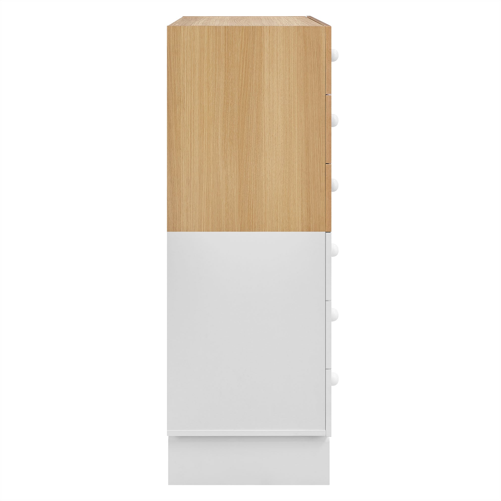 Nolia 6-Drawer Color Block Dresser Chest, Oak White