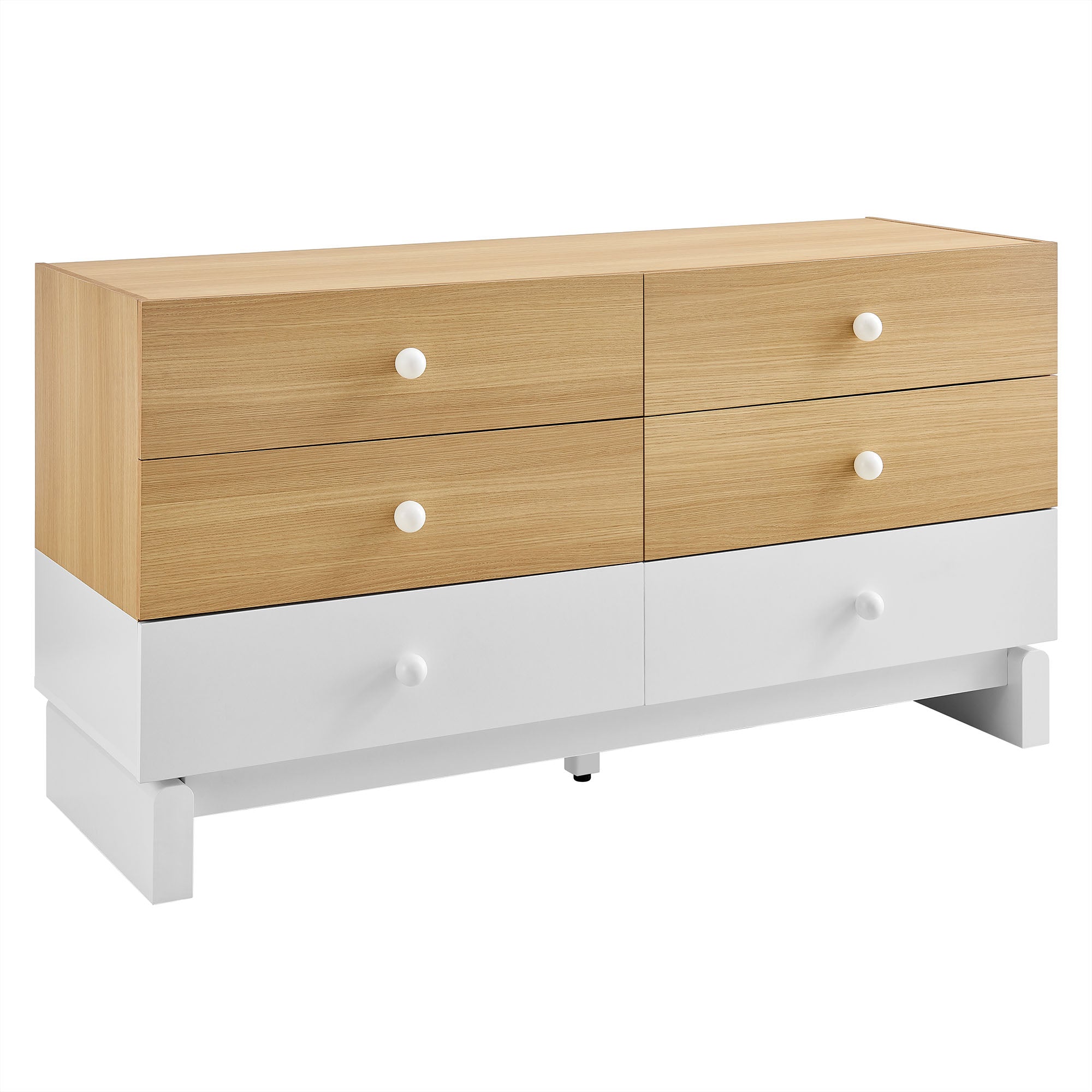 Nolia 6-Drawer Color Block Dresser, Oak White