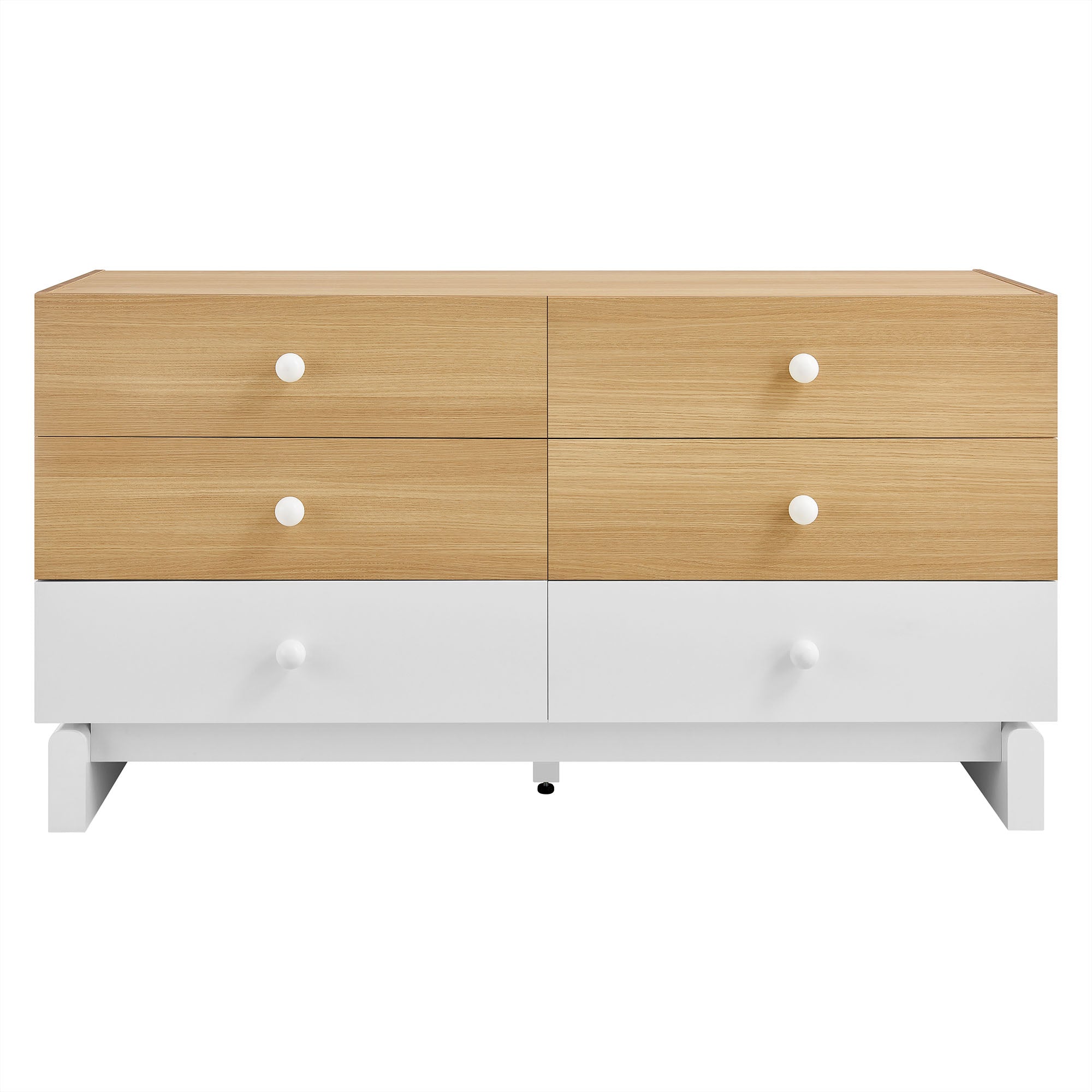 Nolia 6-Drawer Color Block Dresser, Oak White