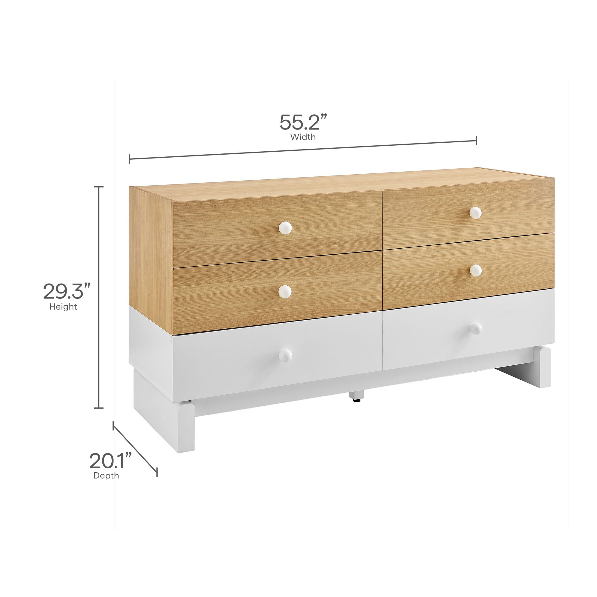 Nolia 6-Drawer Color Block Dresser, Oak White