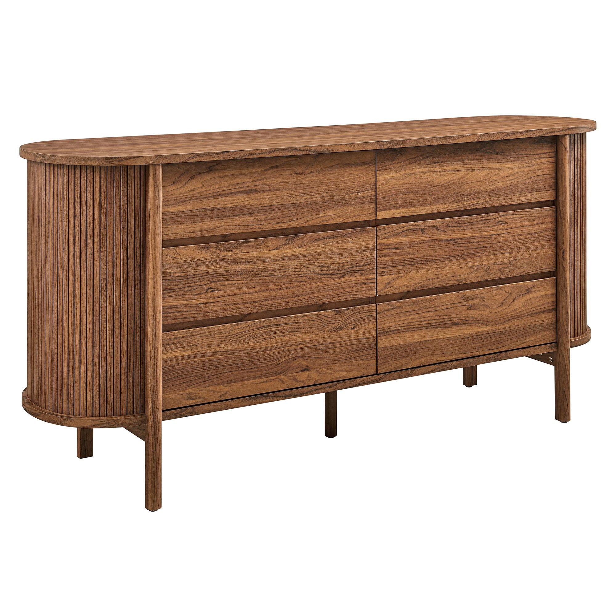 Cadence 6-Drawer Curved Dresser, Walnut